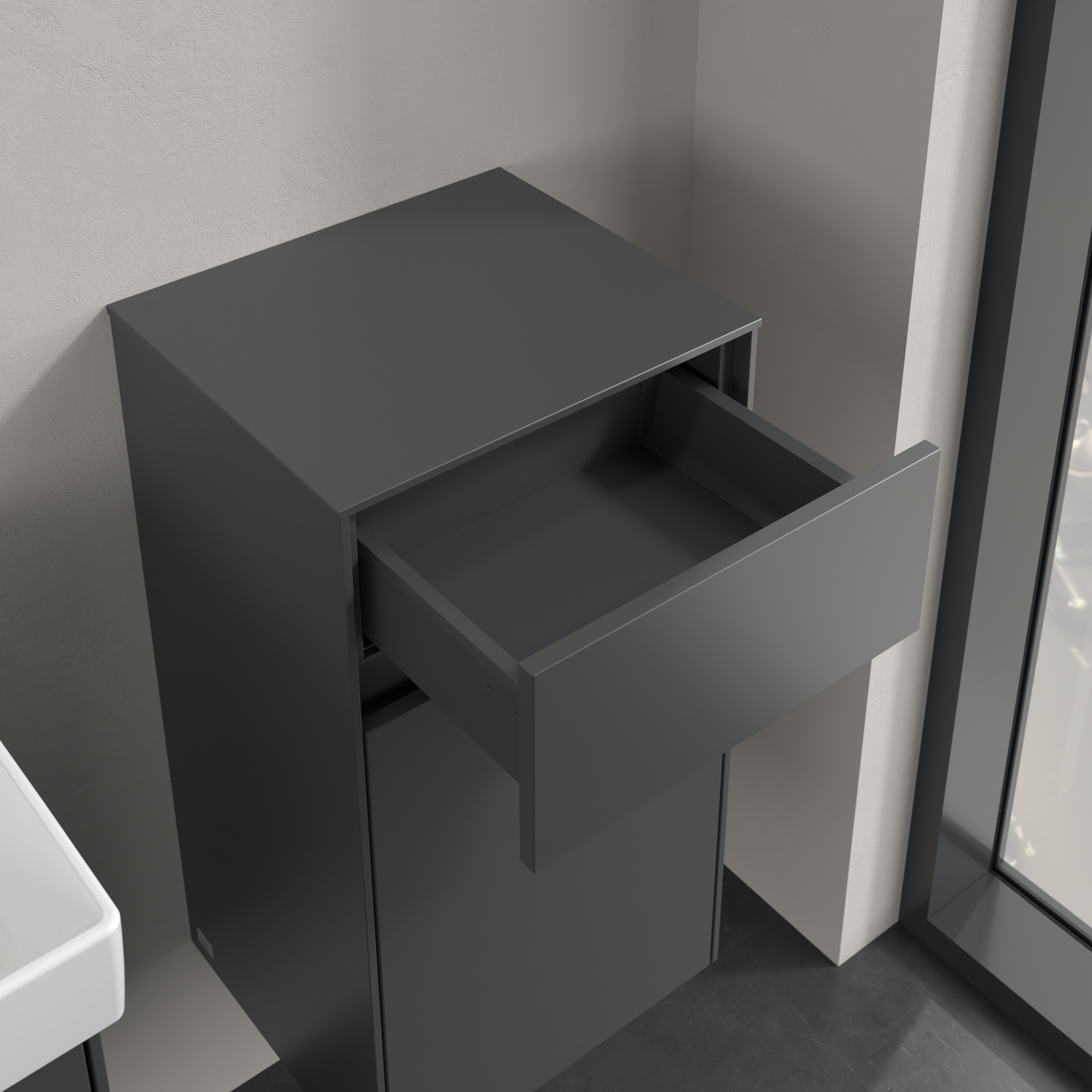 Collaro Szafka boczna, 1 drzwi, 1 szuflada, 404x748x349mm, Korpus: Graphite, Front: Graphite