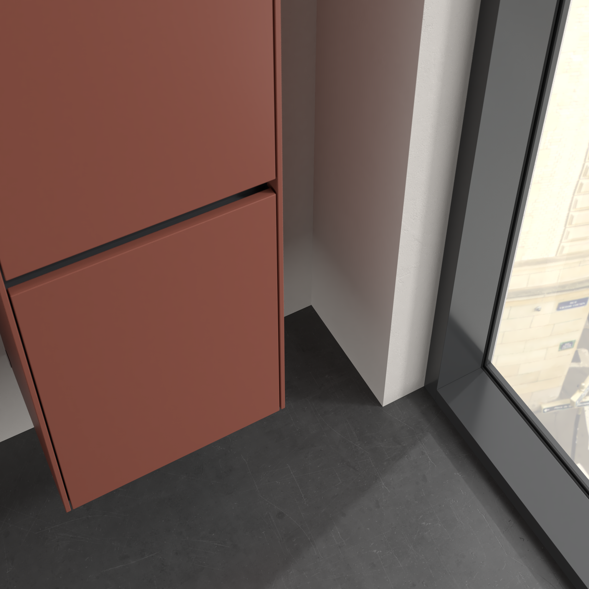 Collaro Tall cabinet, 2 doors, 404x1538x349mm, Body: Wine Red, Front: Wine Red