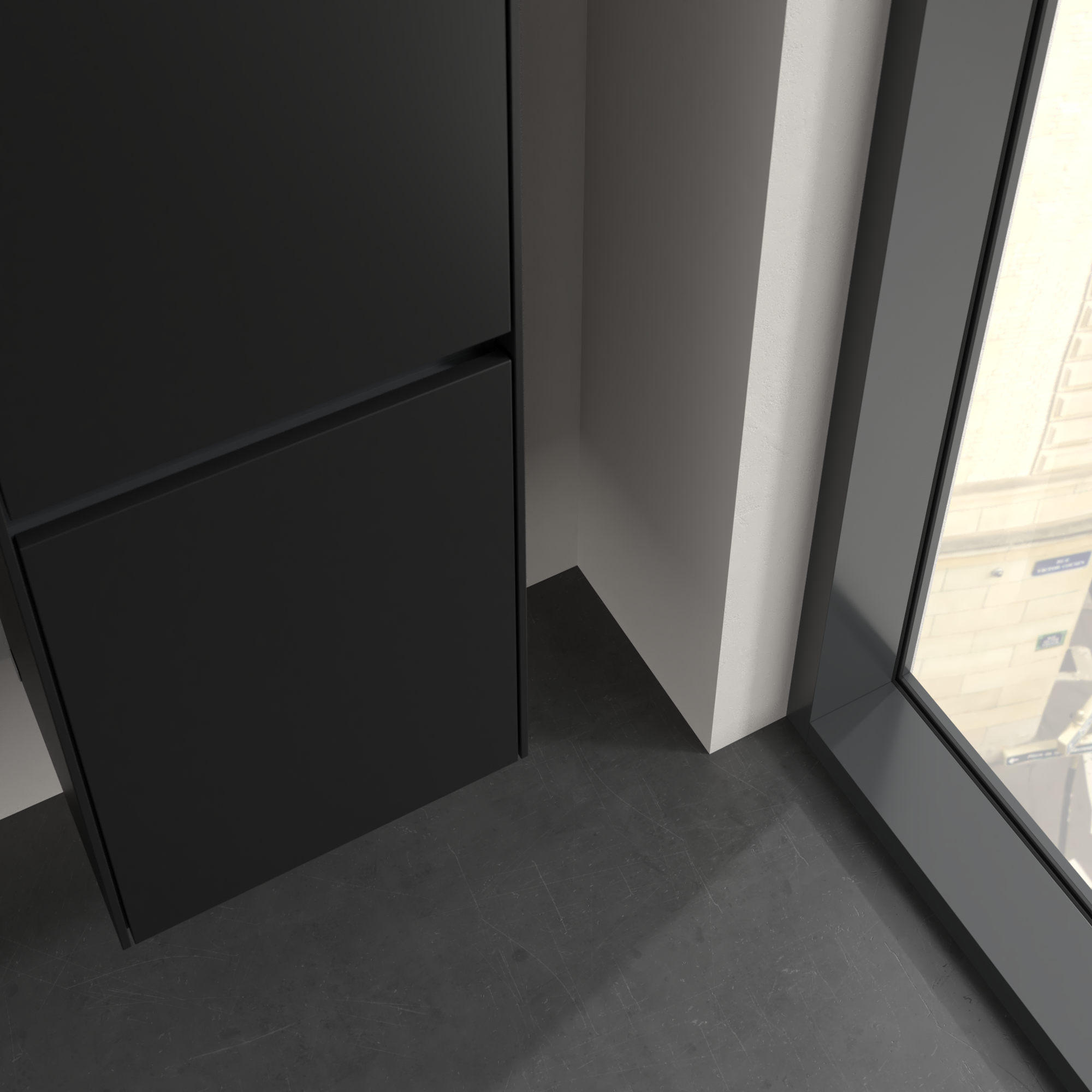 Collaro Tall cabinet, 2 doors, 404x1538x349mm, Body: Volcano Black, Front: Volcano Black