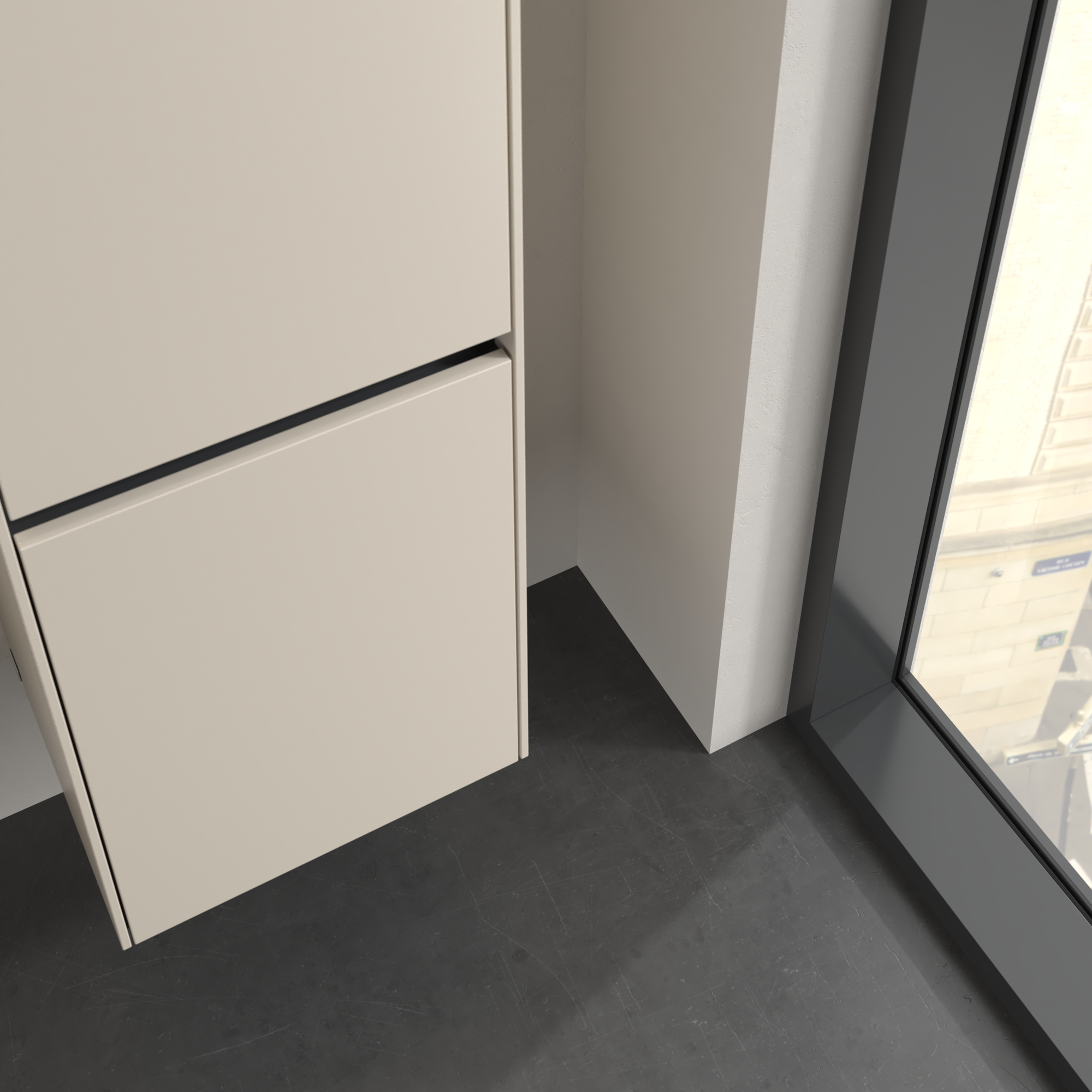 Collaro Tall cabinet, 2 doors, 404x1538x349mm, Body: Cashmere Grey, Front: Cashmere Grey