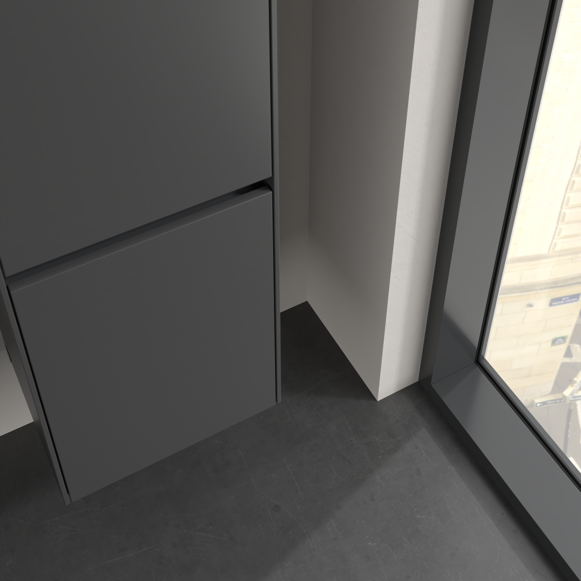 Collaro Hochschrank, 2 Türen, 404x1538x349mm, Korpus: Graphite, Front: Graphite