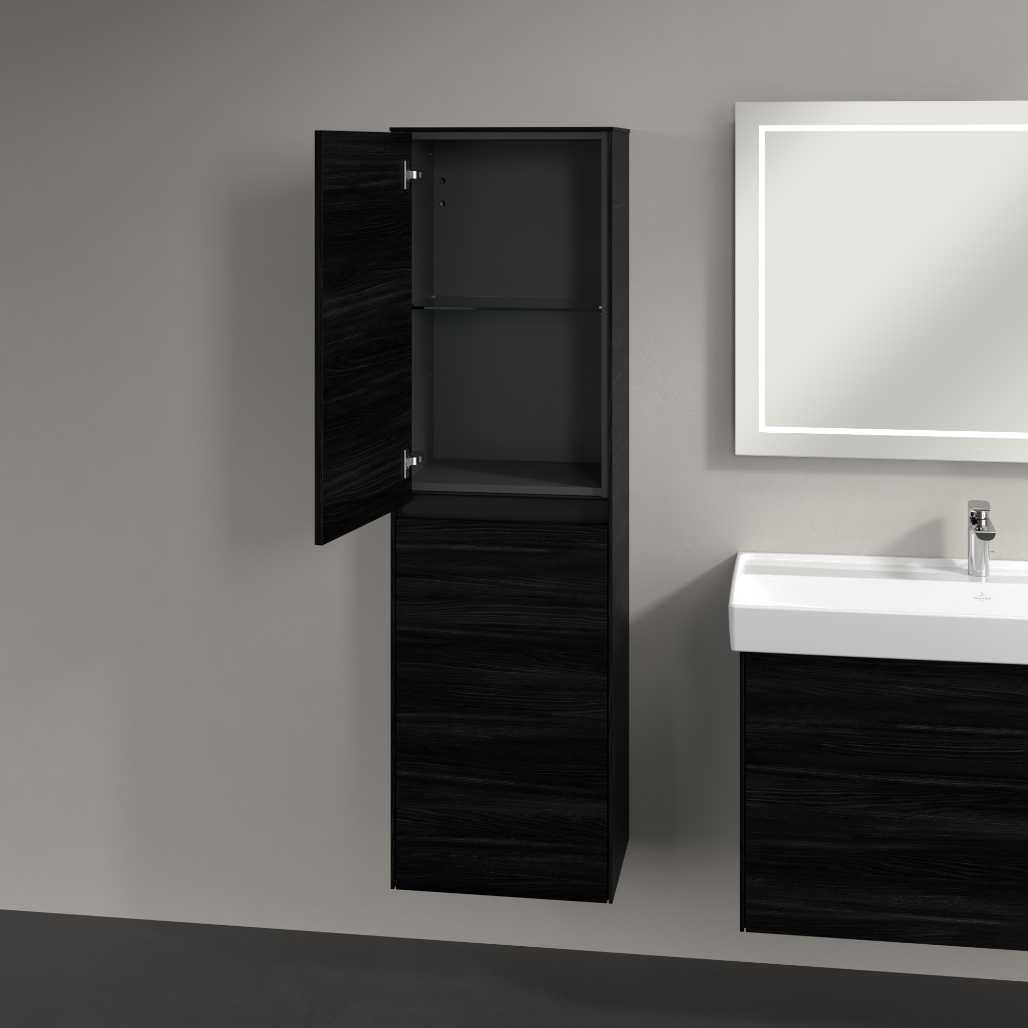 Collaro Armadio a colonna, 2 ante, 454x1538x347mm, Corpo: Black Oak, Fronte: Black Oak