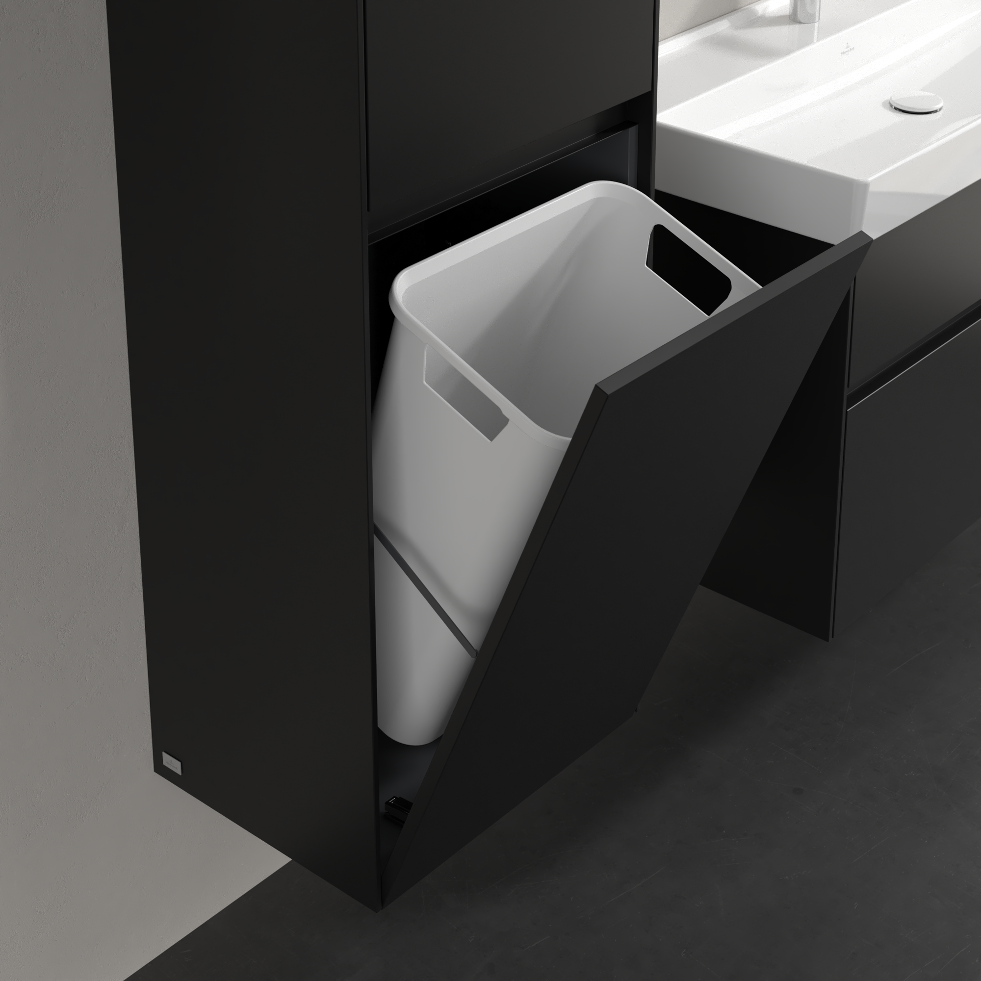 Collaro Tall cabinet, 2 doors, 454x1538x347mm, Body: Volcano Black, Front: Volcano Black