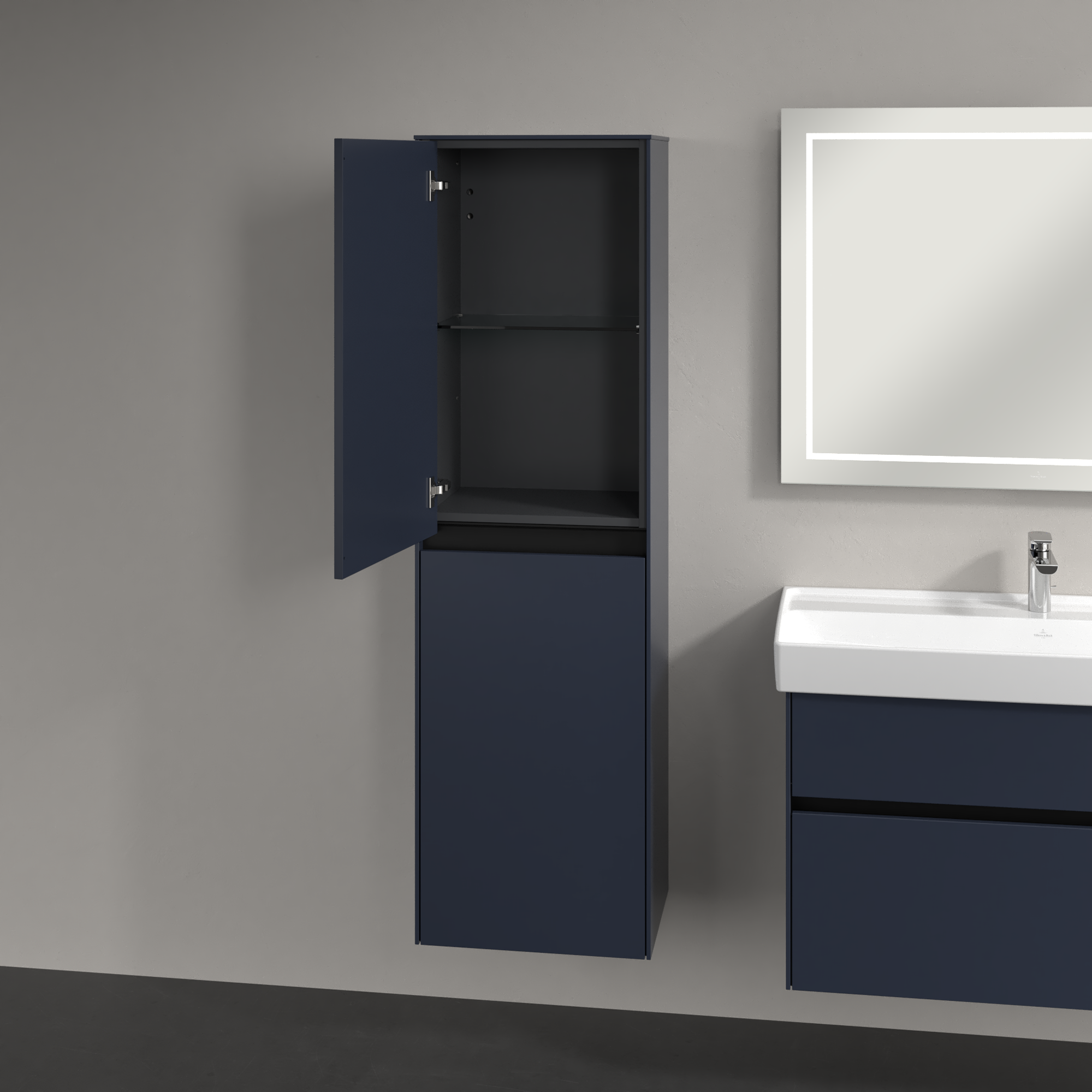 Collaro Tall cabinet, 2 doors, 454x1538x347mm, Body: Marine Blue, Front: Marine Blue