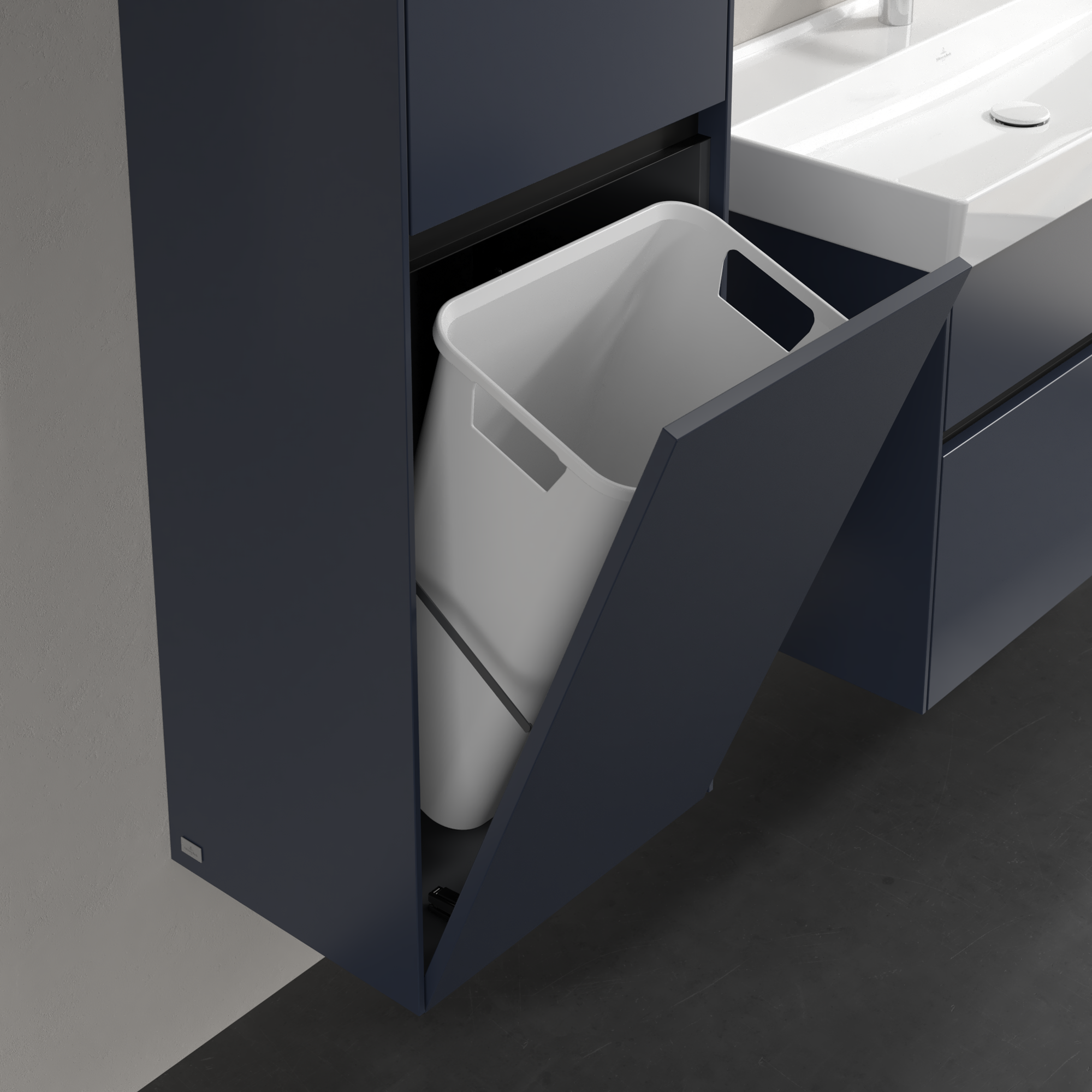Collaro Tall cabinet, 2 doors, 454x1538x347mm, Body: Marine Blue, Front: Marine Blue