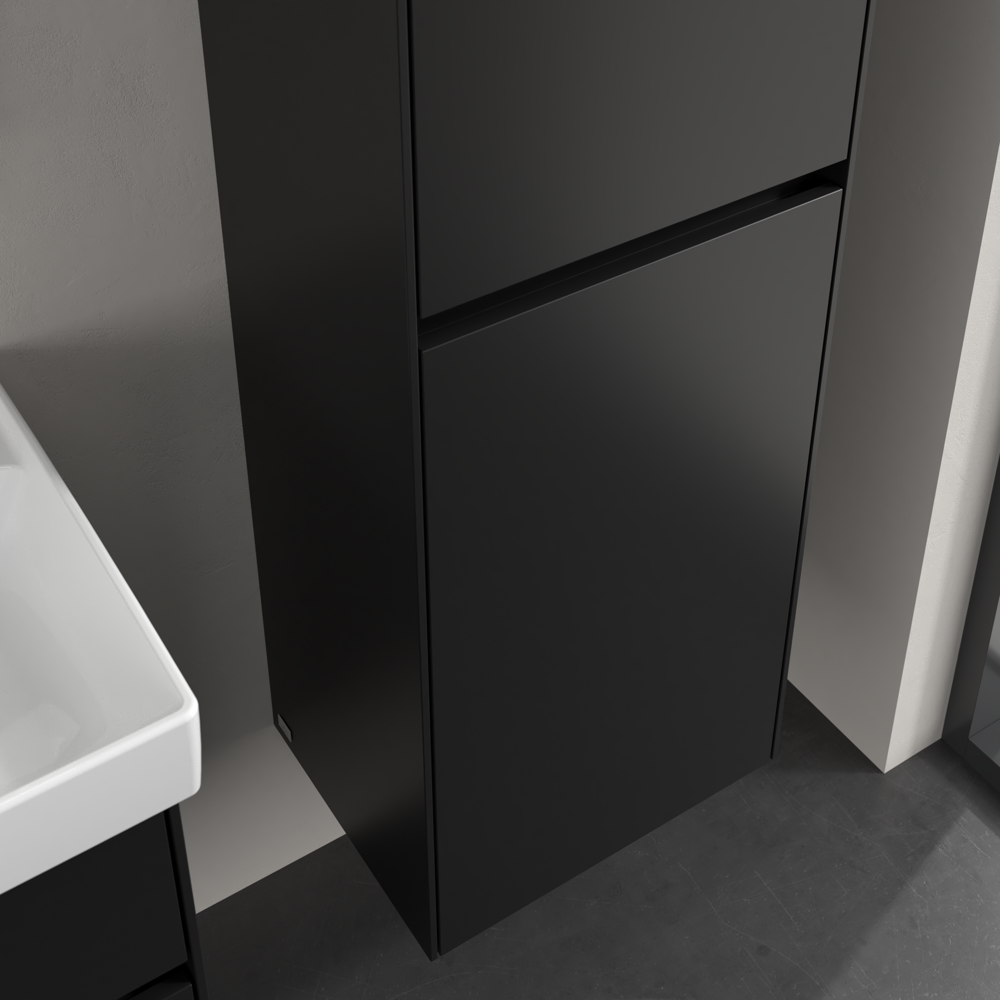 Collaro Tall cabinet, 2 doors, 454x1538x347mm, Body: Volcano Black, Front: Volcano Black