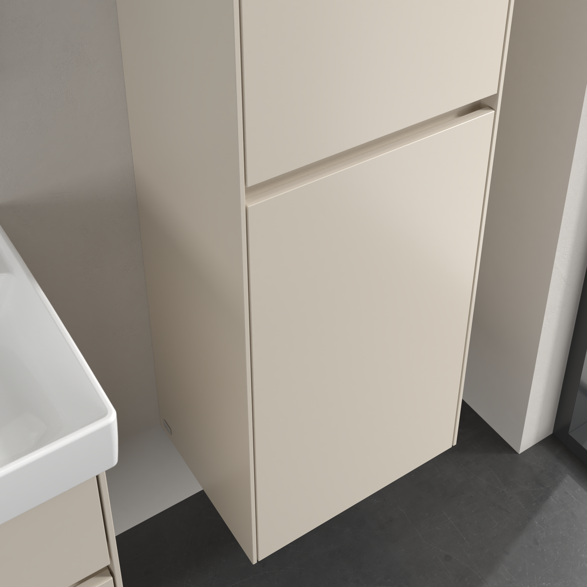 Collaro Armoire haute, 2 portes, 454x1538x347mm, Caisson: Cashmere Grey, Façade: Cashmere Grey