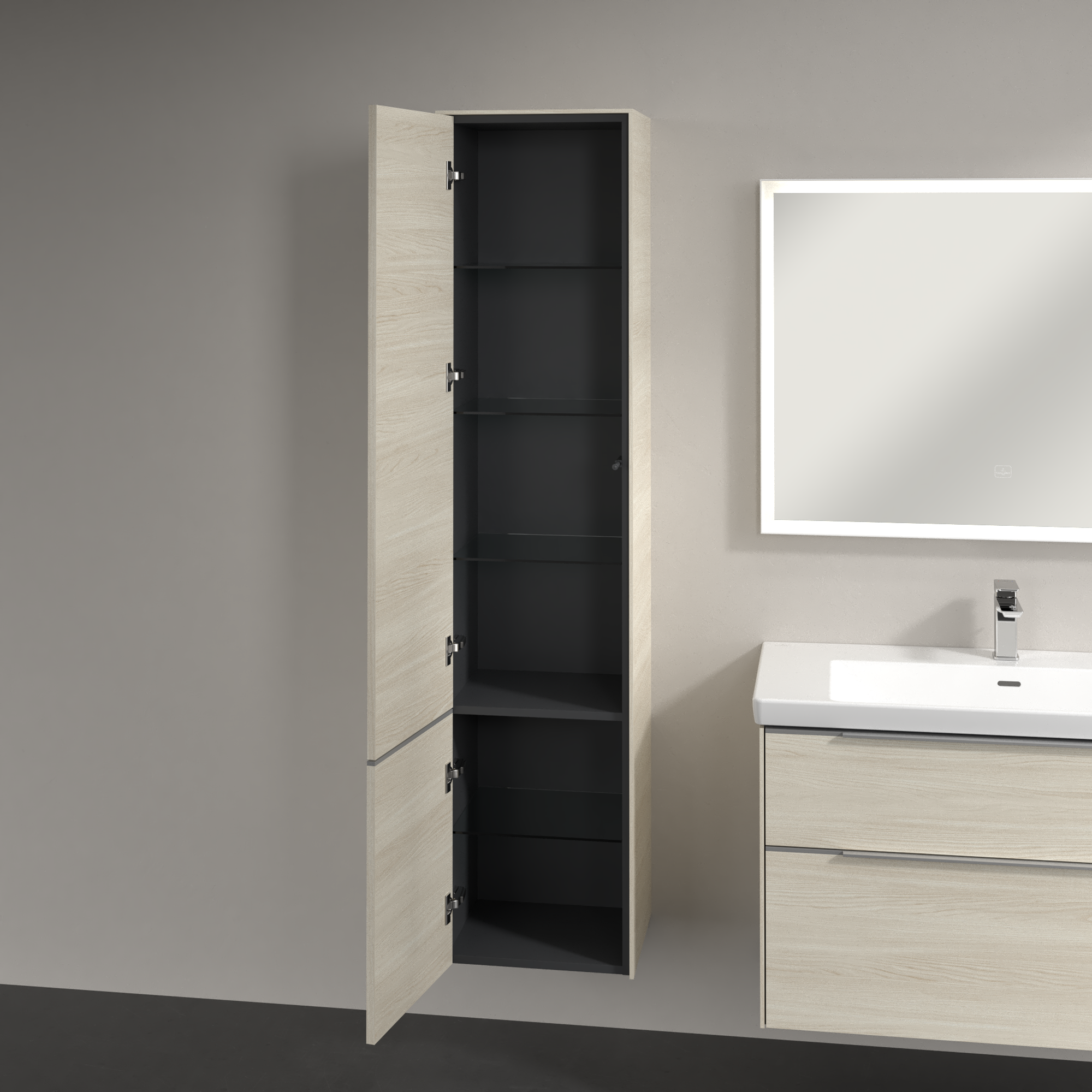 Subway 3.0 Hochschrank, 2 Türen, 400x1710x346mm, Korpus: White Oak, Front: White Oak