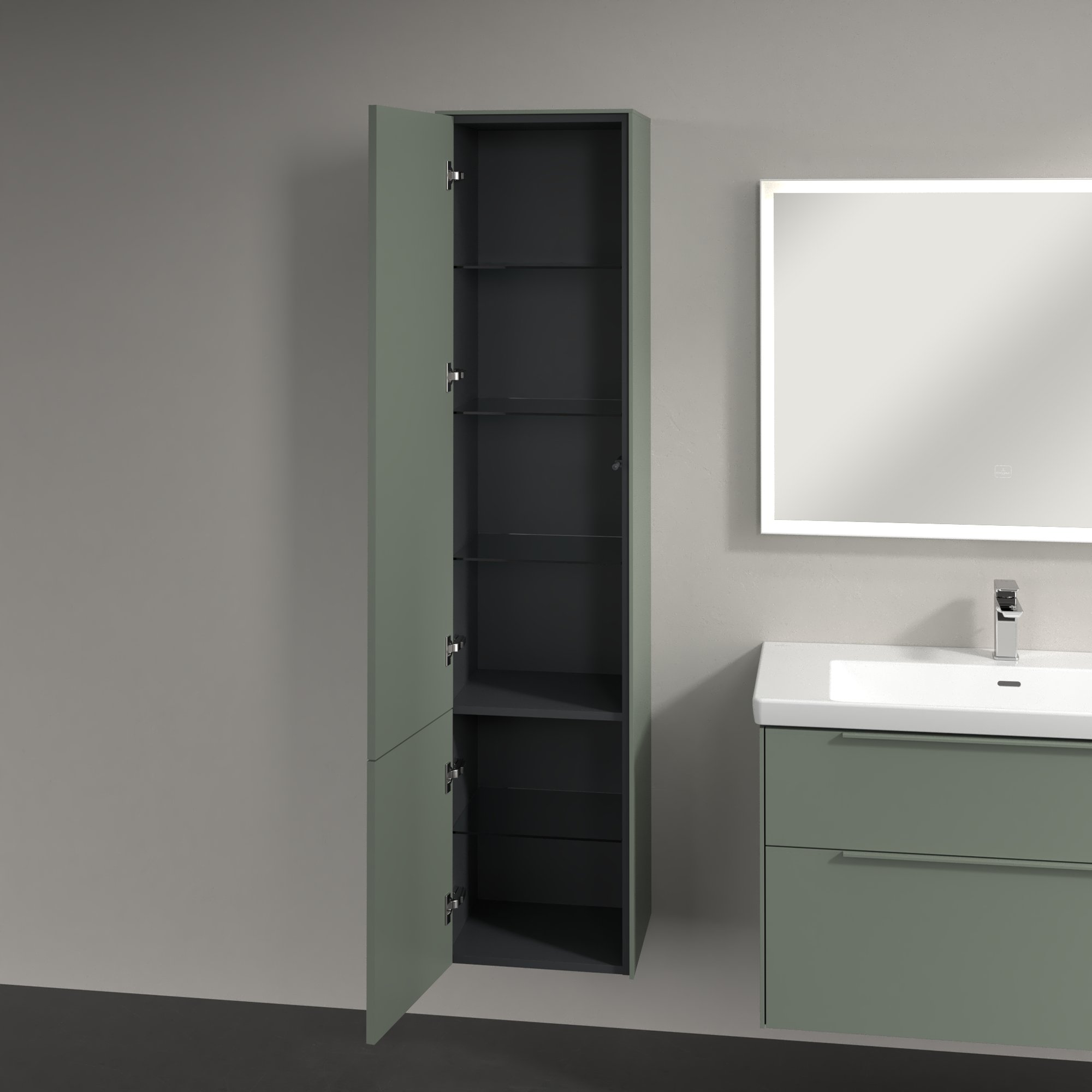 Subway 3.0 Armoire haute, 2 portes, 400x1710x346mm, Caisson: Soft Green, Façade: Soft Green