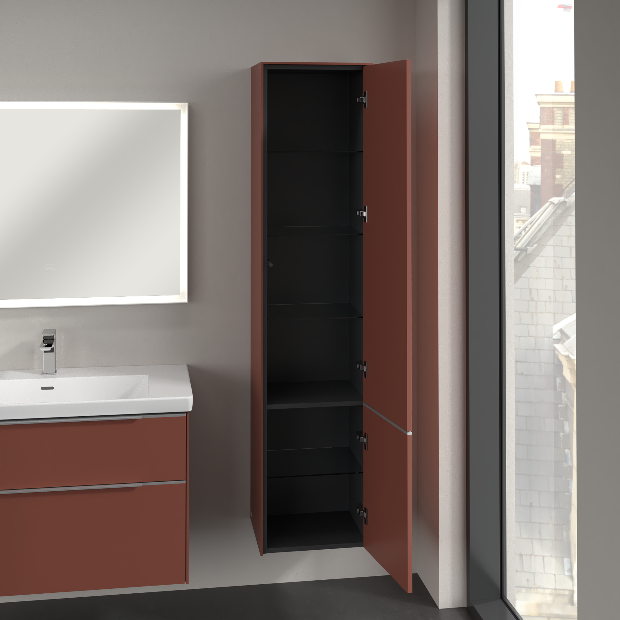 Subway 3.0 Armadio a colonna, 2 ante, 400x1710x346mm, Corpo: Wine Red, Fronte: Wine Red