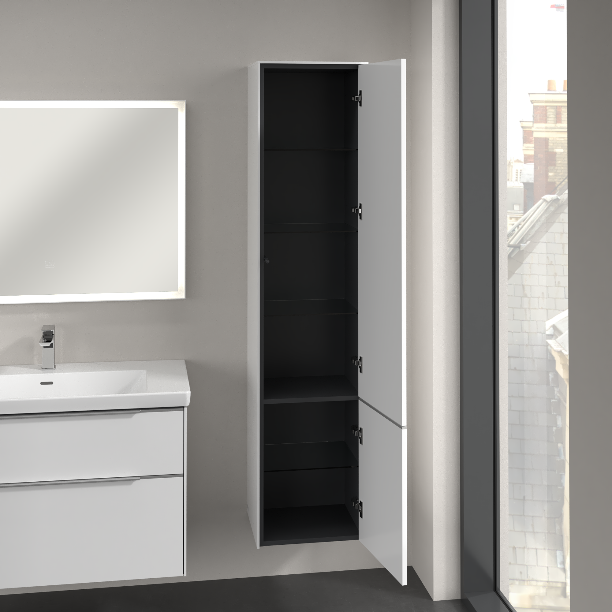 Subway 3.0 Tall cabinet, 2 doors, 400x1710x346mm, Body: Brilliant White, Front: Brilliant White
