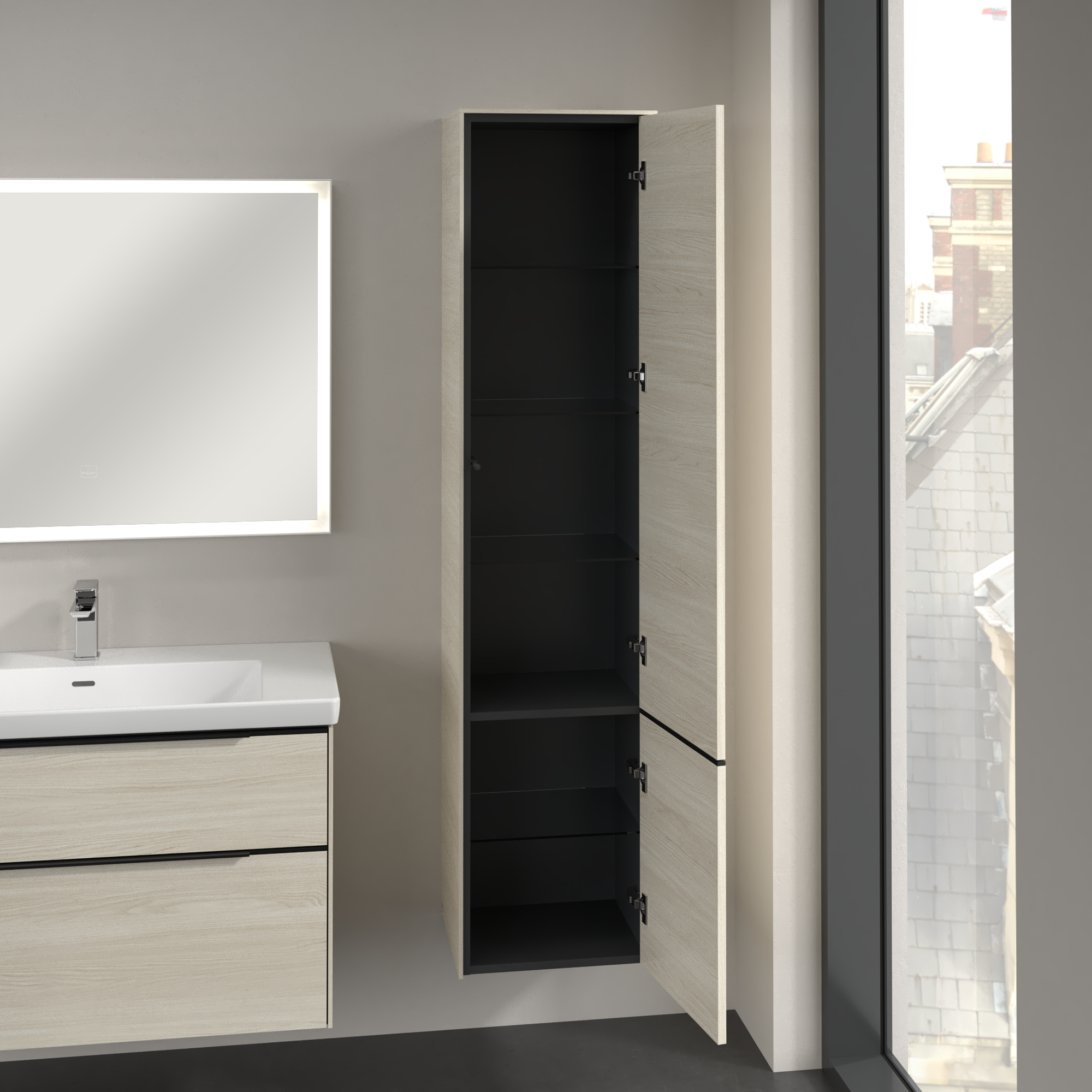 Subway 3.0 Tall cabinet, 2 doors, 400x1710x346mm, Body: White Oak, Front: White Oak