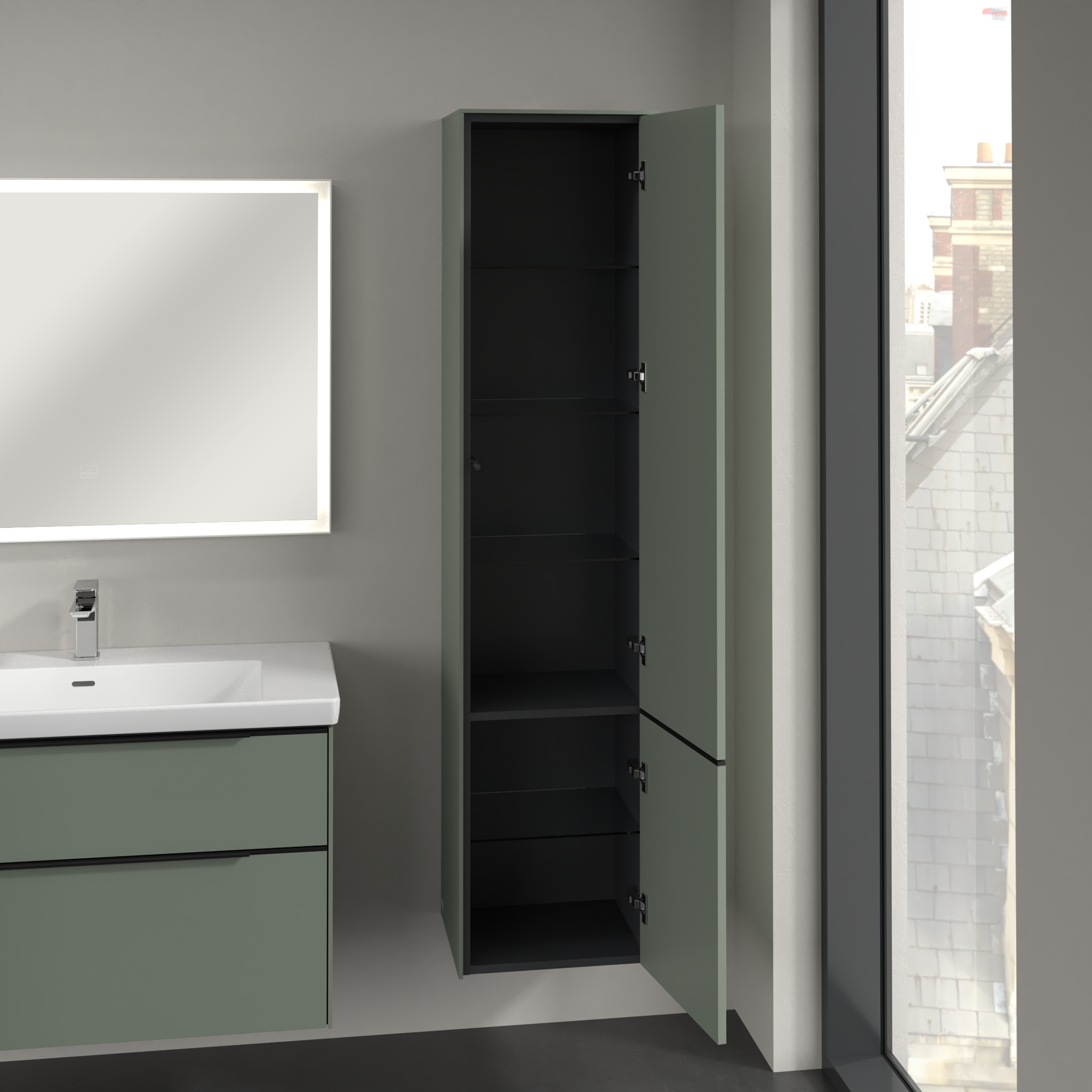 Subway 3.0 Högskåp, 2 dörrar, 400x1710x346mm, Kropp: Soft Green, Framsida: Soft Green