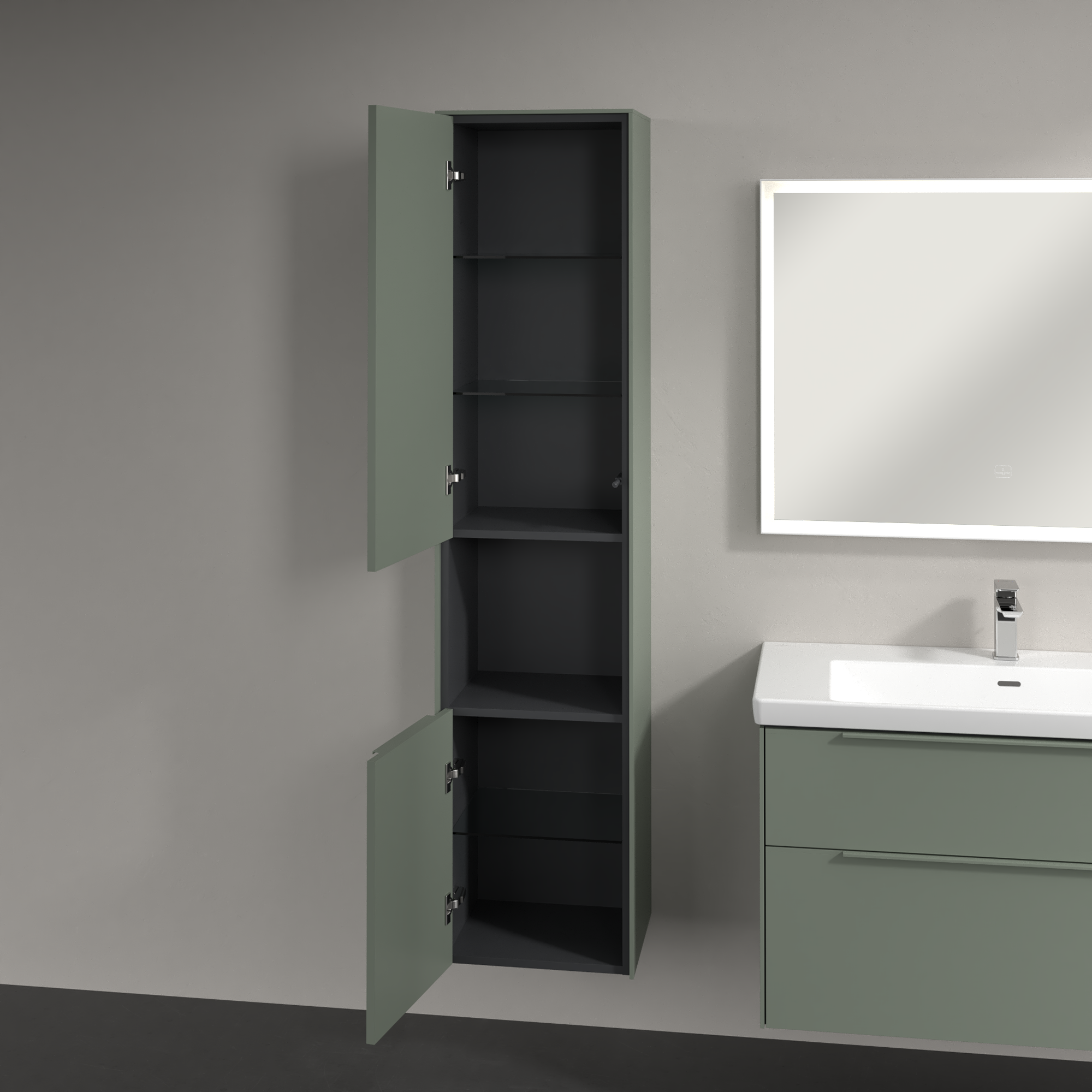 Subway 3.0 Tall cabinet, 2 doors, 400x1710x346mm, Body: Soft Green, Front: Soft Green