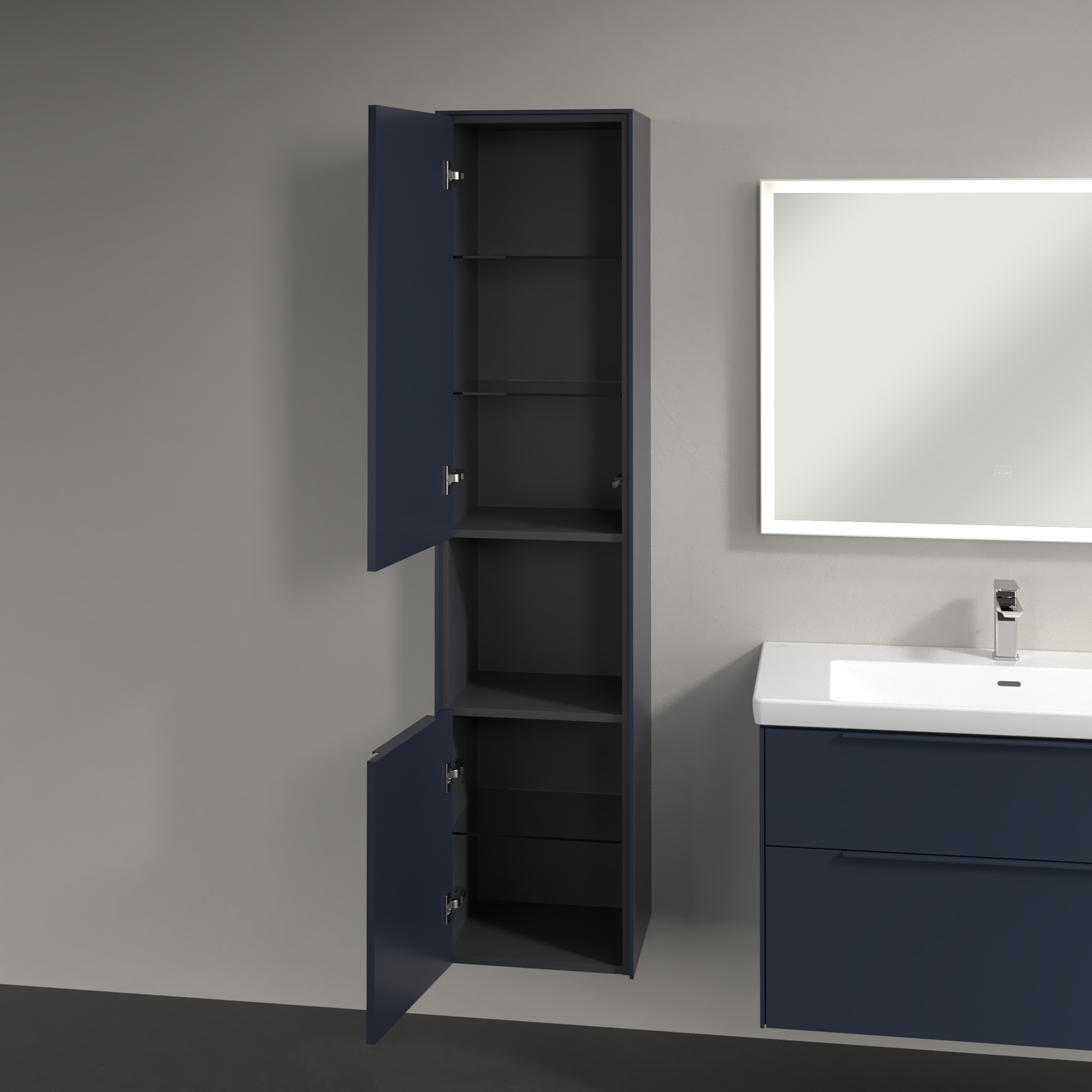 Subway 3.0 Armoire haute, 2 portes, 400x1710x346mm, Caisson: Marine Blue, Façade: Marine Blue