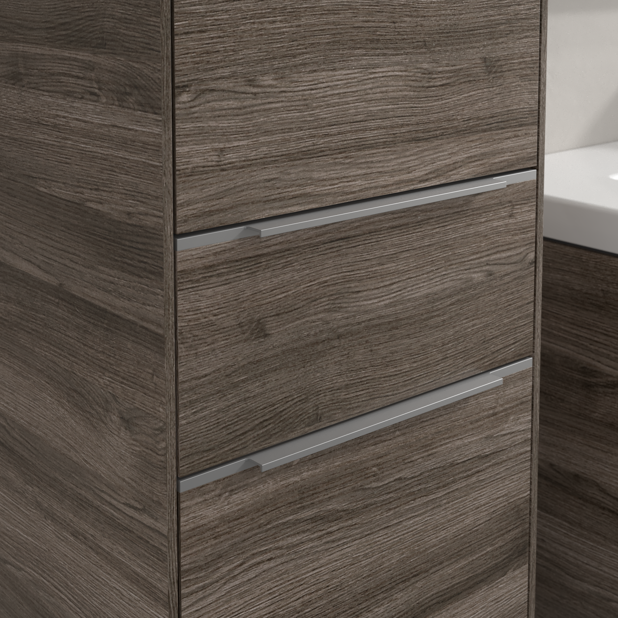 Subway 3.0 Armoire haute, 2 portes, 1 tiroir sur rails, 400x1710x346mm, Caisson: Stone Oak, Façade: Stone Oak
