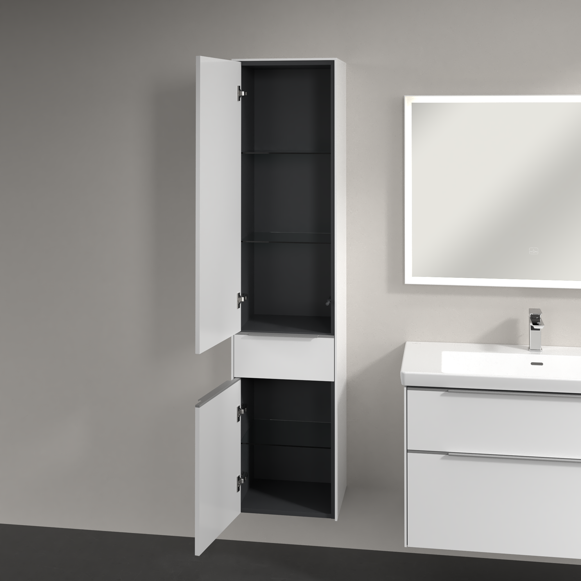 Subway 3.0 Hochschrank, 2 Türen, 1 Auszug, 400x1710x346mm, Korpus: Brilliant White, Front: Brilliant White