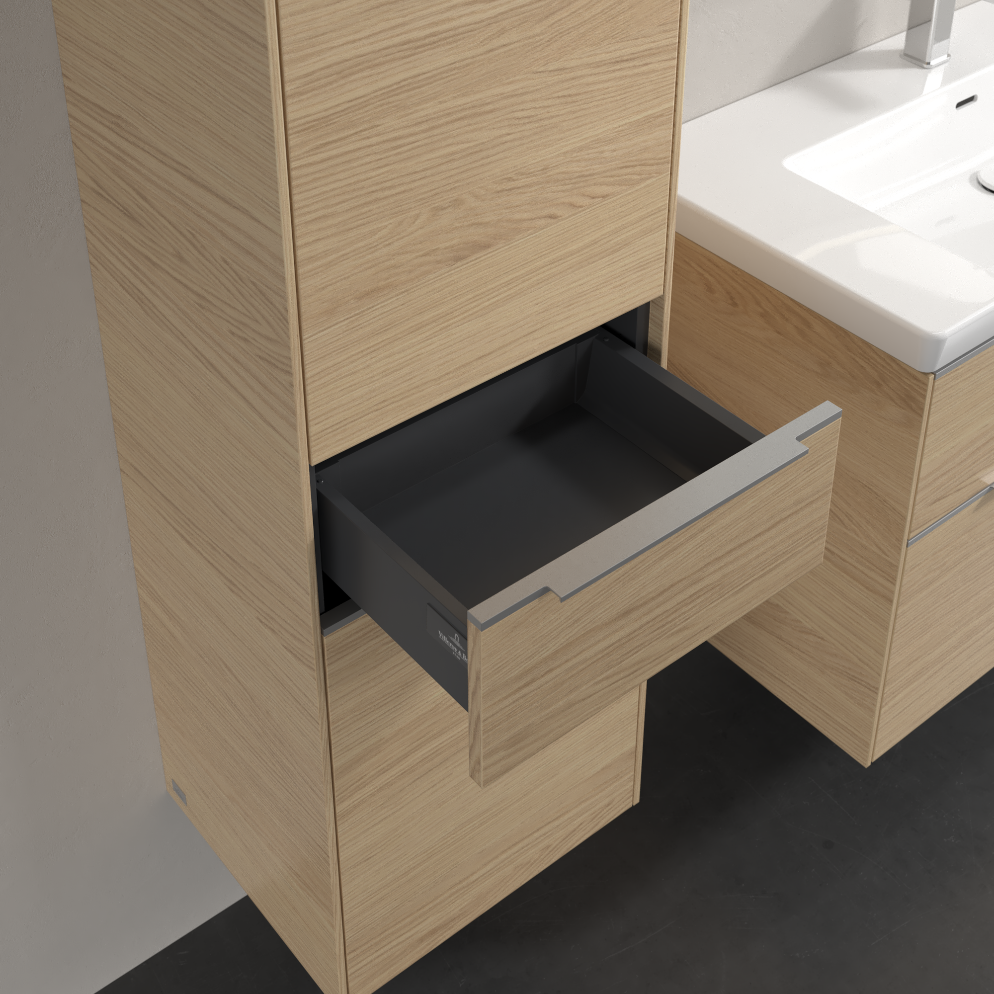 Subway 3.0 Armoire haute, 2 portes, 1 tiroir sur rails, 400x1710x346mm, Caisson: Nordic Oak, Façade: Nordic Oak