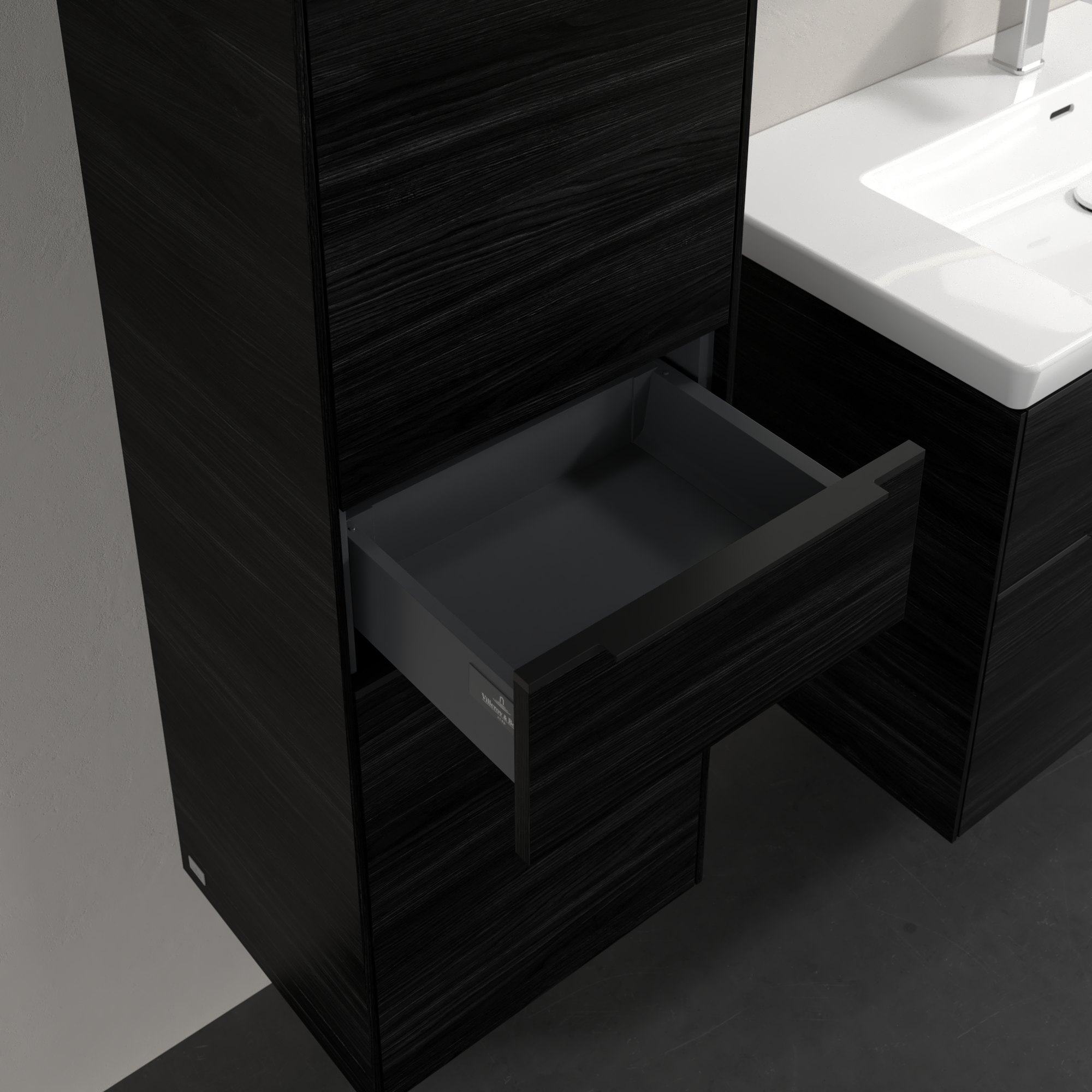 Subway 3.0 Højskab, 2 døre, 1 udtræk, 400x1710x346mm, Korpus: Black Oak, Front: Black Oak