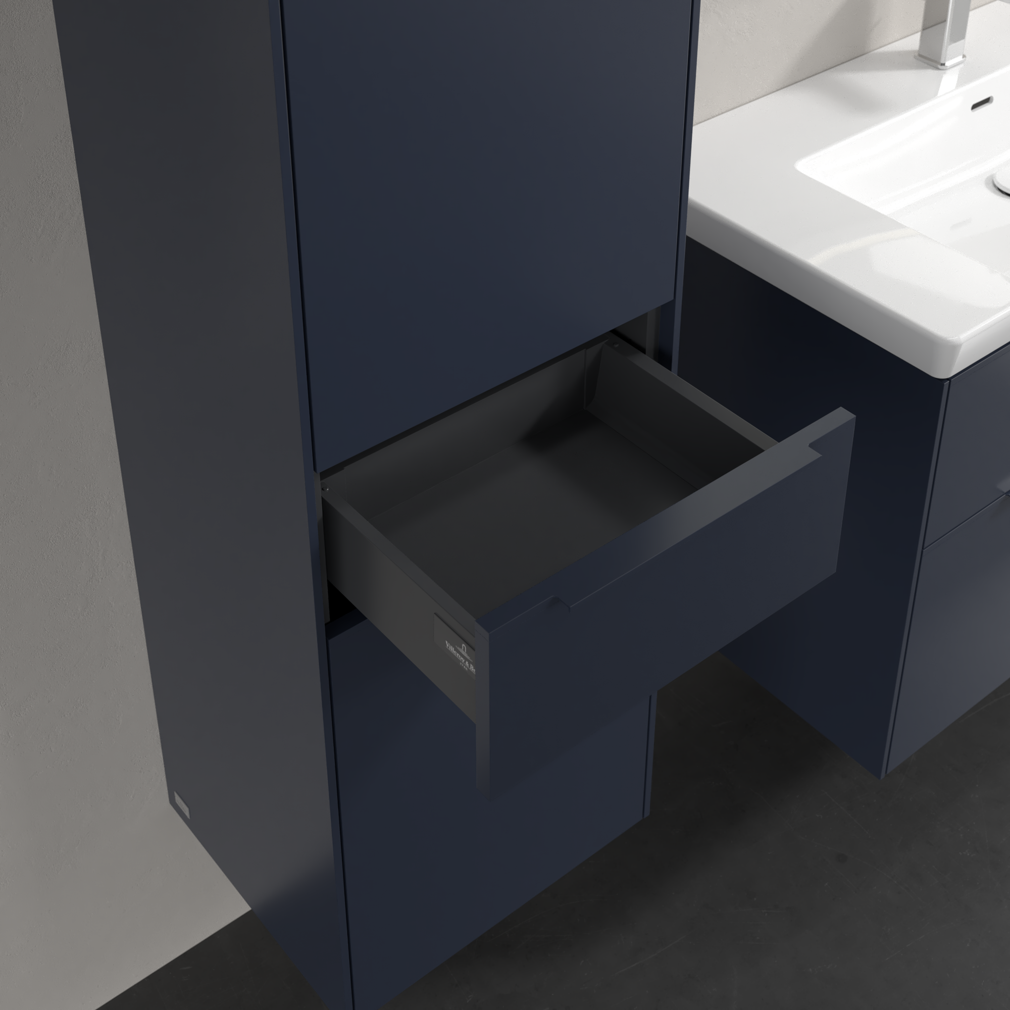 Subway 3.0 Tall cabinet, 2 doors, 1 pull-out compartment, 400x1710x346mm, Body: Marine Blue, Front: Marine Blue