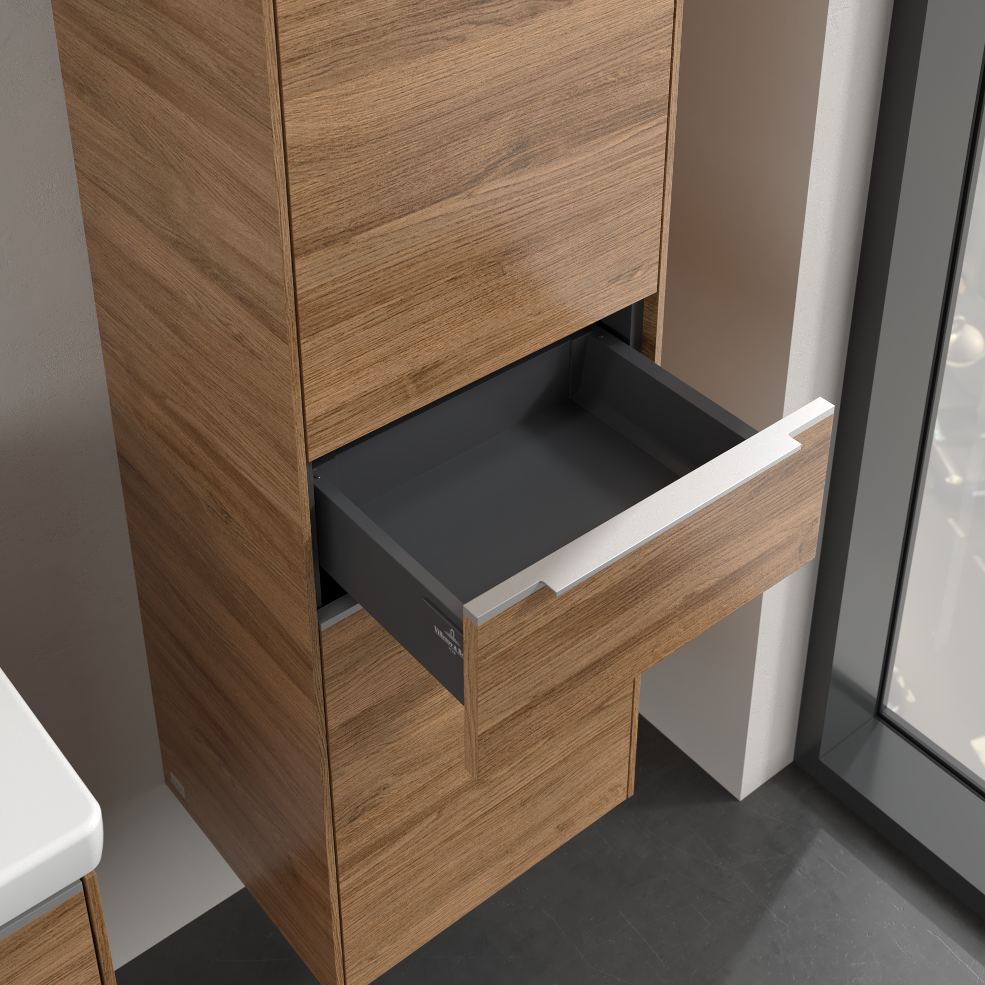 Subway 3.0 Tall cabinet, 2 doors, 1 pull-out compartment, 400x1710x346mm, Body: Oak Kansas, Front: Oak Kansas