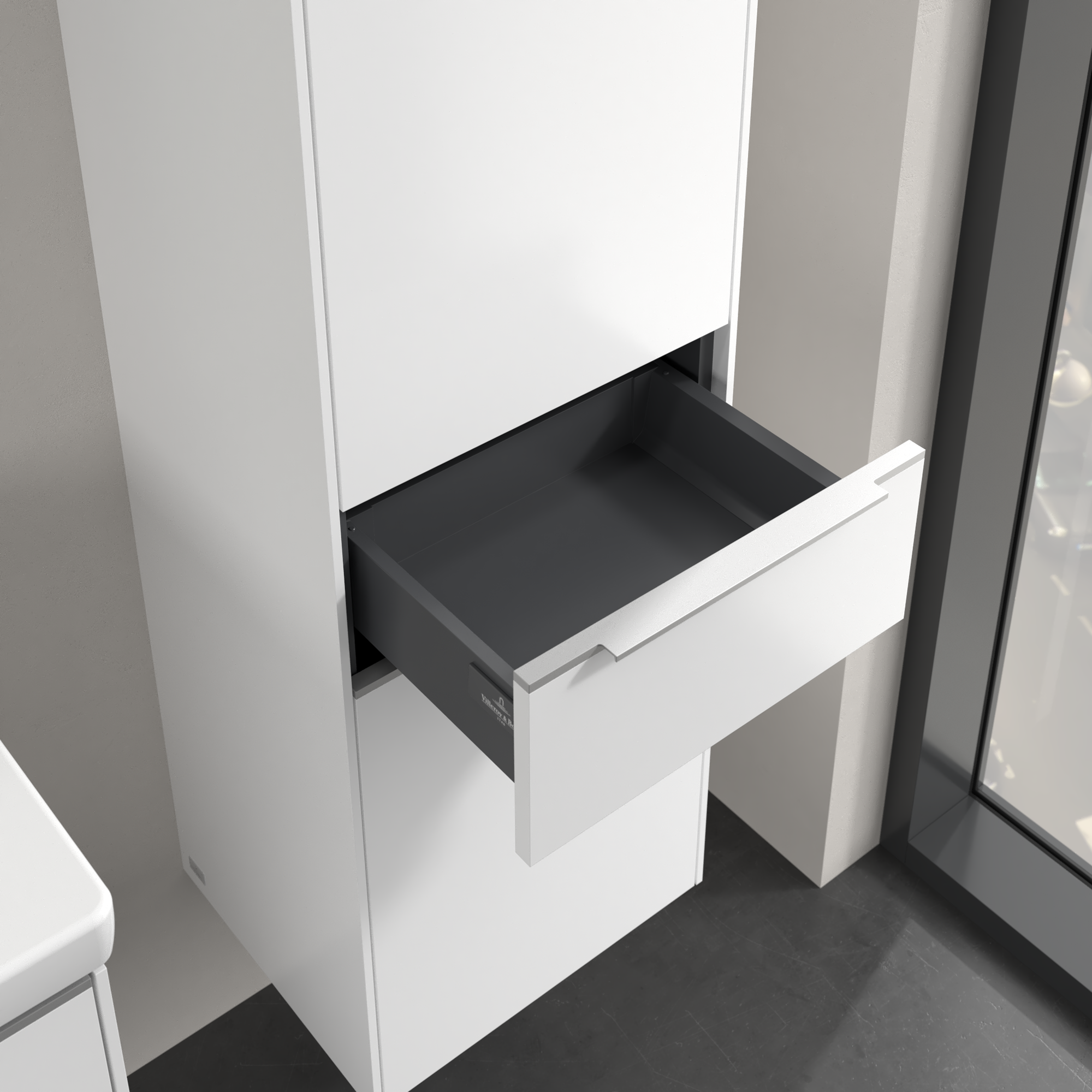 Subway 3.0 Tall cabinet, 2 doors, 1 pull-out compartment, 400x1710x346mm, Body: Pure White, Front: Pure White