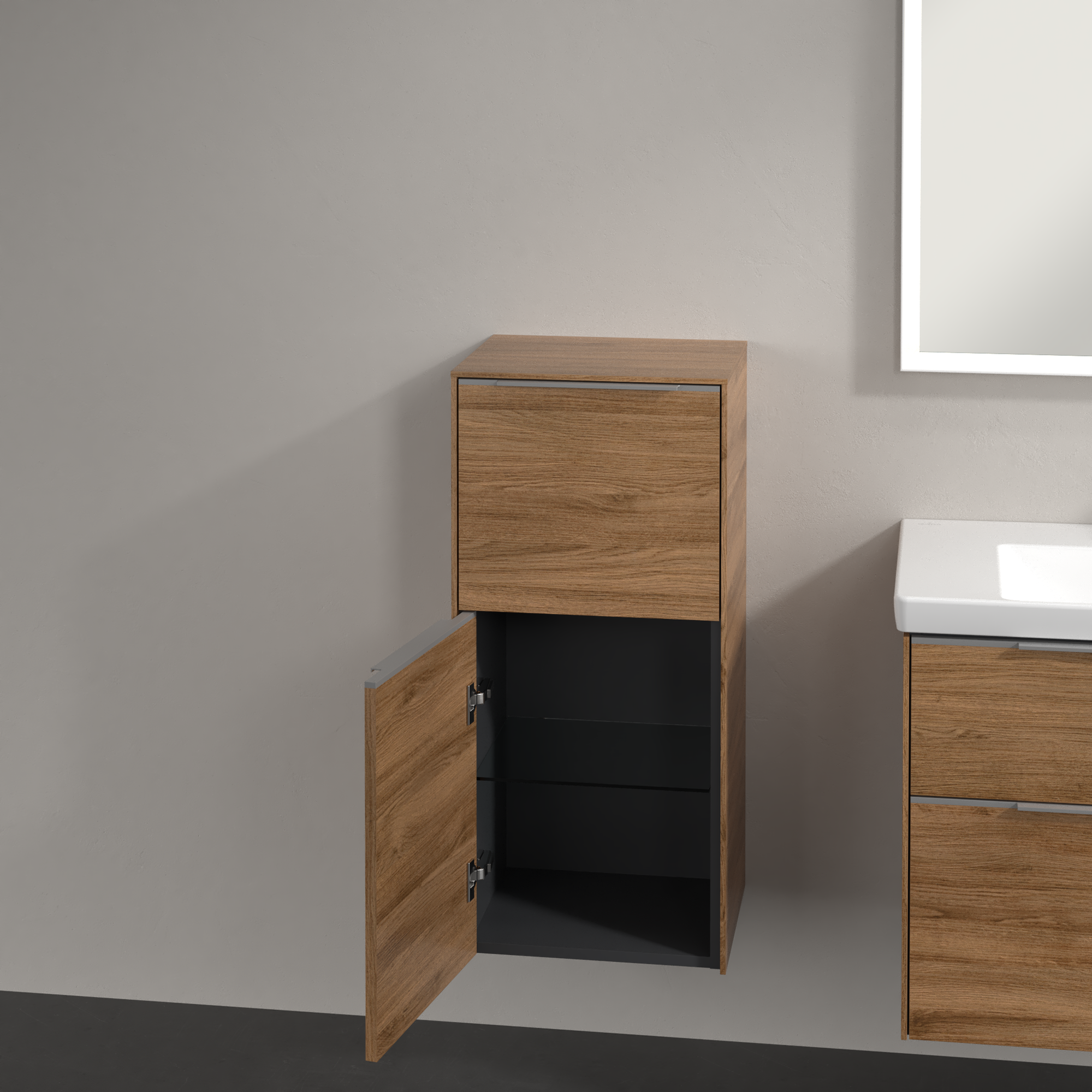 Subway 3.0 Armoire latérale, 1 tiroir sur rails, 1 porte, 400x860x346mm, Caisson: Oak Kansas, Façade: Oak Kansas