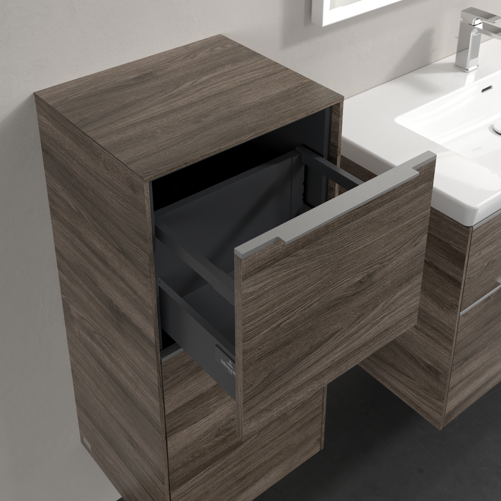 Subway 3.0 Side cabinet, 1 pull-out compartment, 1 door, 400x860x346mm, Body: Stone Oak, Front: Stone Oak