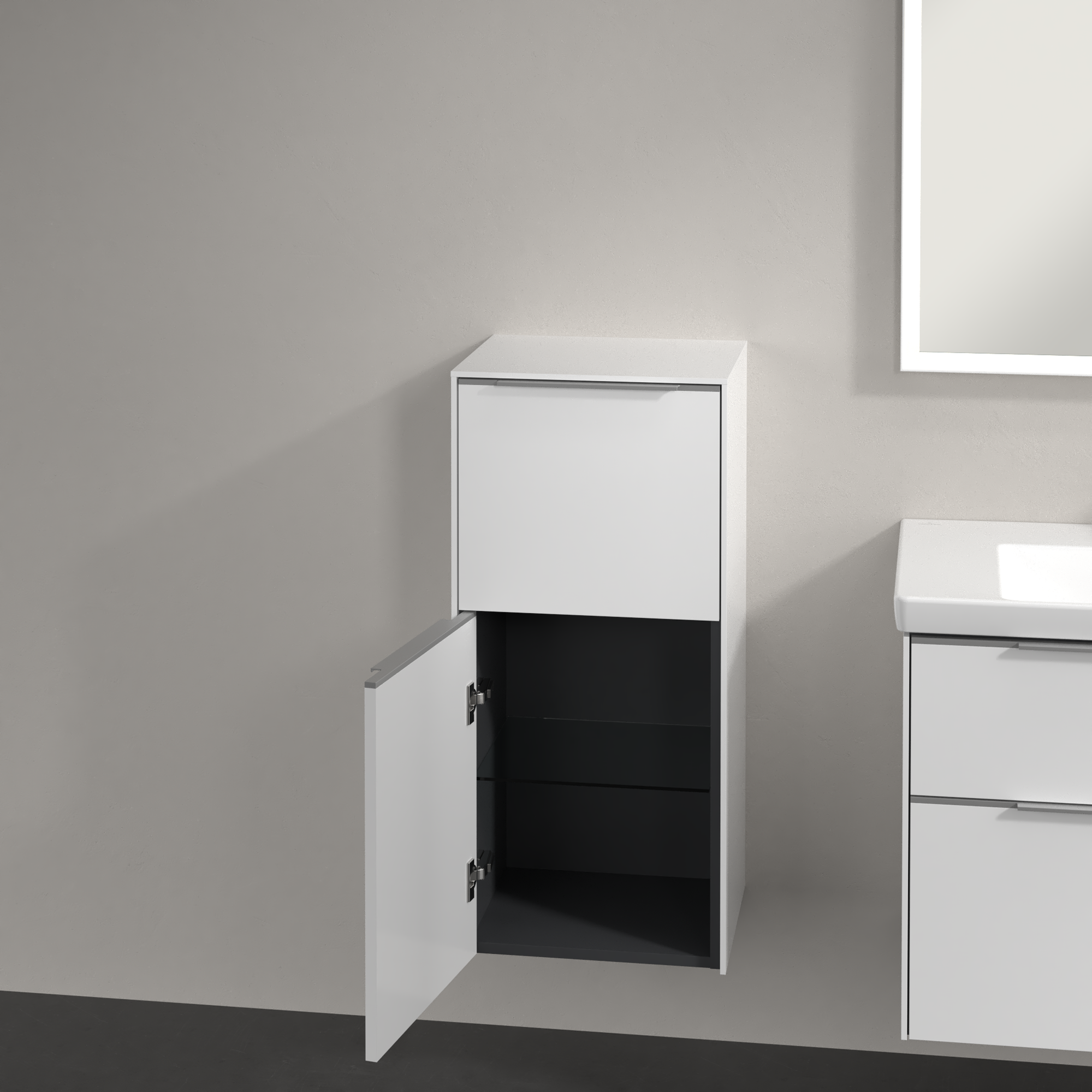 Subway 3.0 Side cabinet, 1 pull-out compartment, 1 door, 400x860x346mm, Body: Brilliant White, Front: Brilliant White