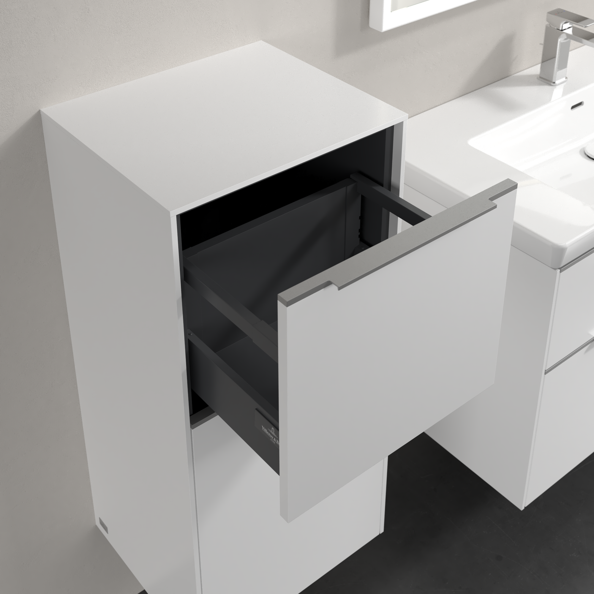 Subway 3.0 Armoire latérale, 1 tiroir sur rails, 1 porte, 400x860x346mm, Caisson: Pure White, Façade: Pure White