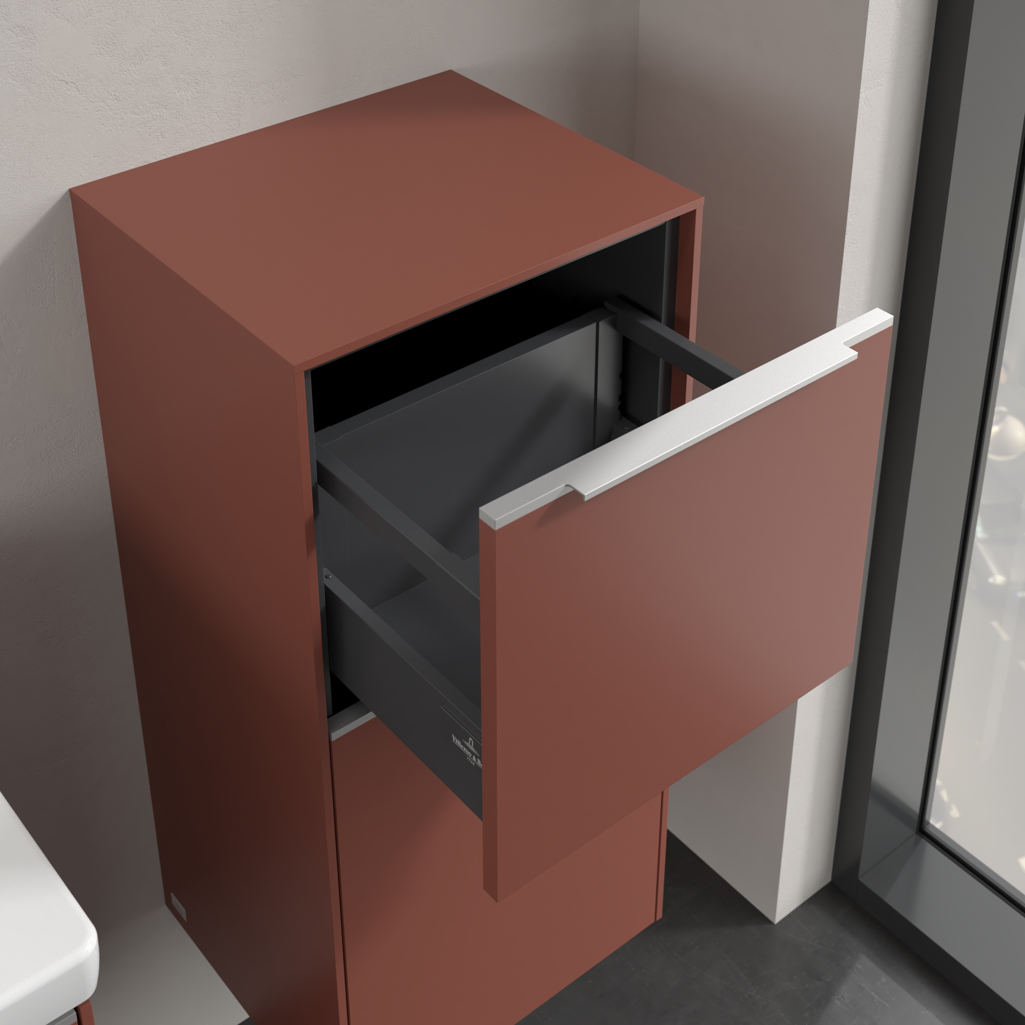Subway 3.0 Side cabinet, 1 pull-out compartment, 1 door, 400x860x346mm, Body: Wine Red, Front: Wine Red