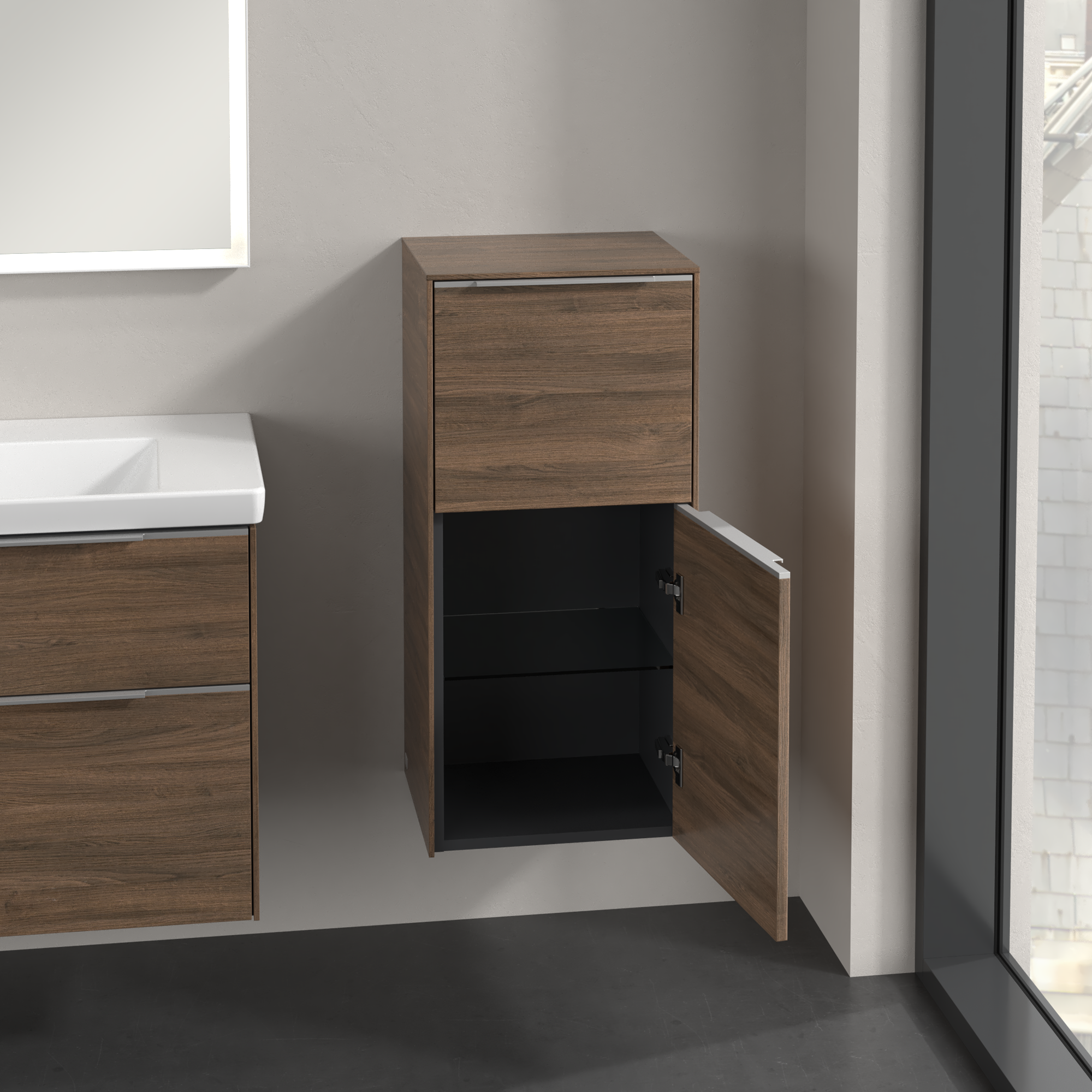 Subway 3.0 Armoire latérale, 1 tiroir sur rails, 1 porte, 400x860x346mm, Caisson: Arizona Oak, Façade: Arizona Oak