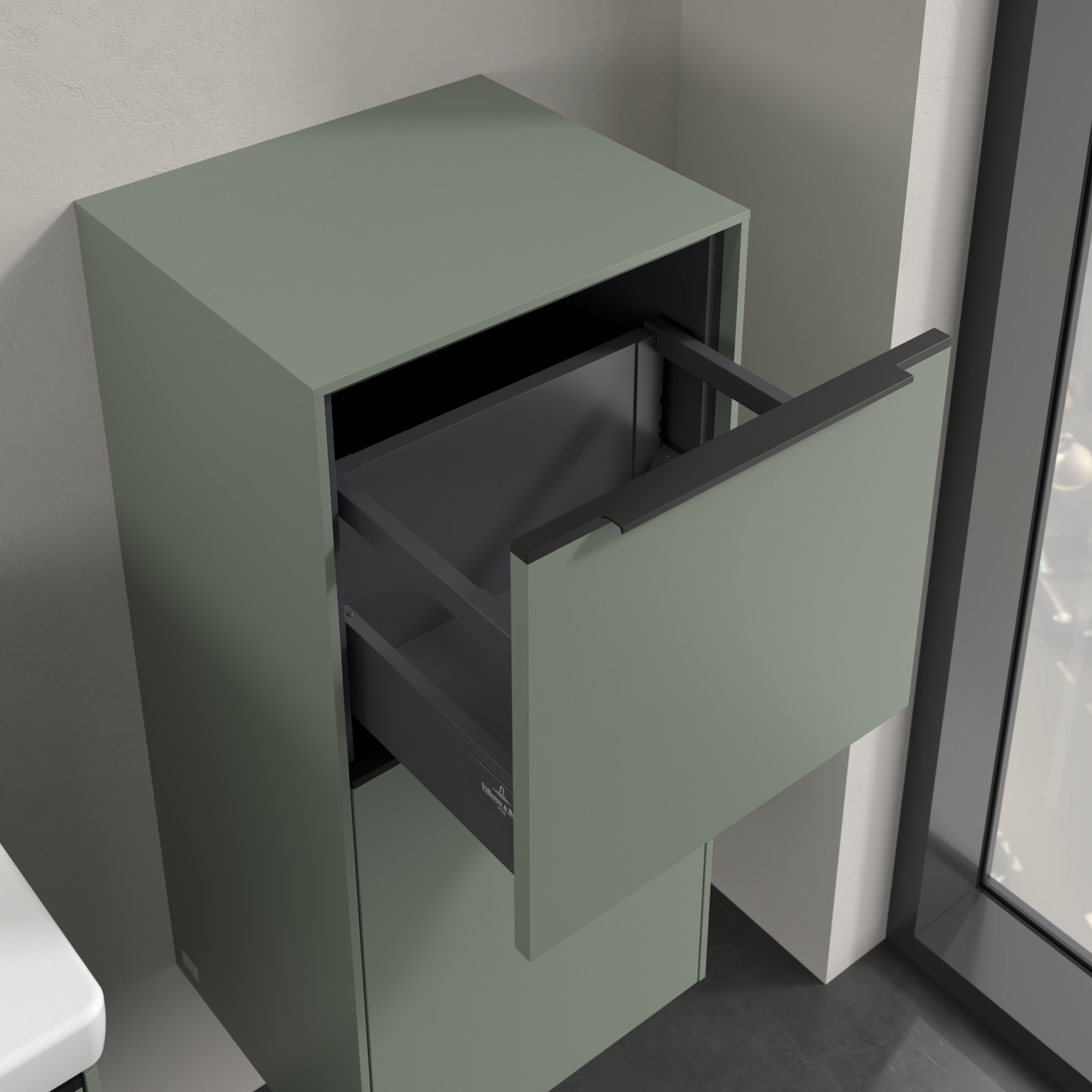 Subway 3.0 Seitenschrank, 1 Auszug, 1 Tür, 400x860x346mm, Korpus: Soft Green, Front: Soft Green