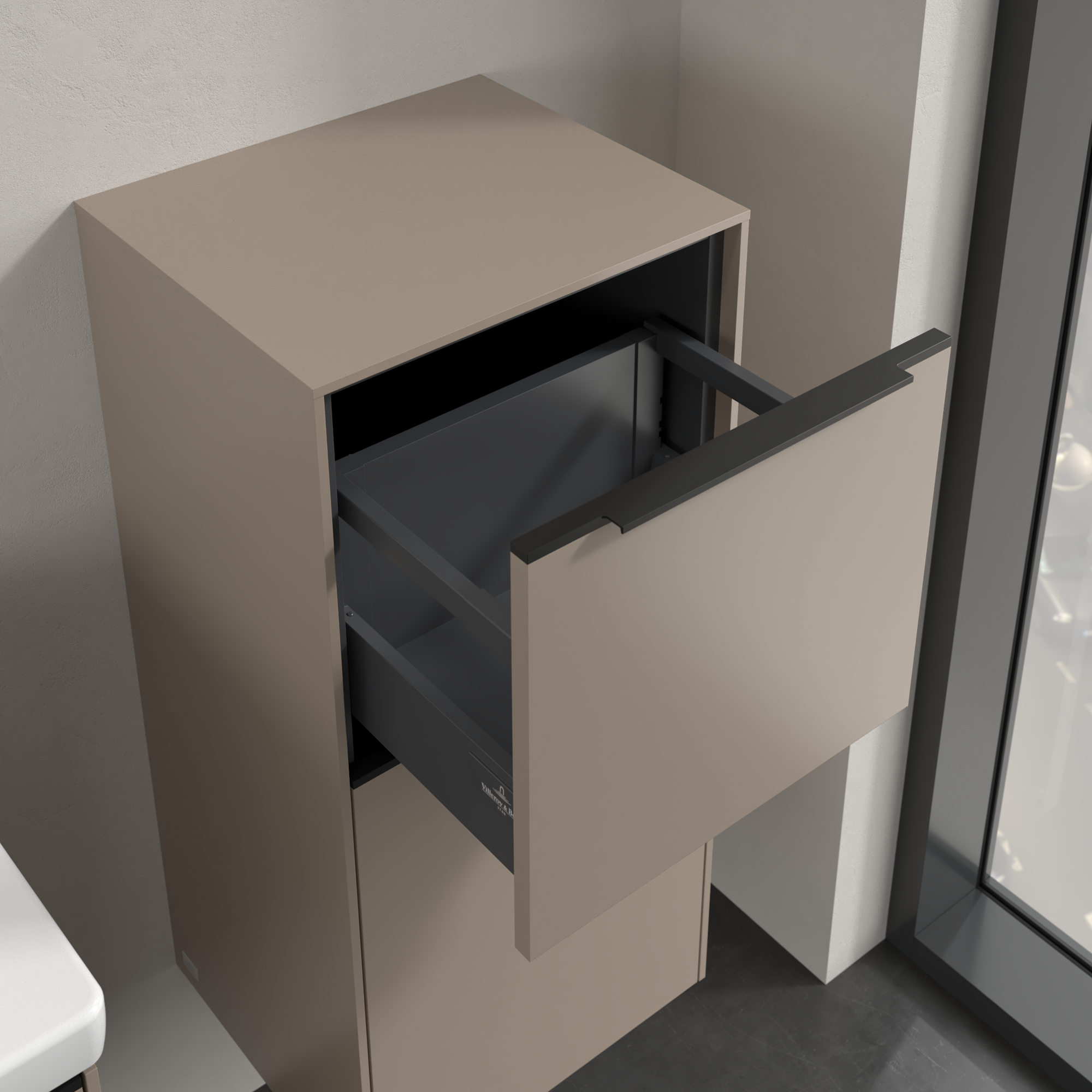Subway 3.0 Side cabinet, 1 pull-out compartment, 1 door, 400x860x346mm, Body: Taupe, Front: Taupe