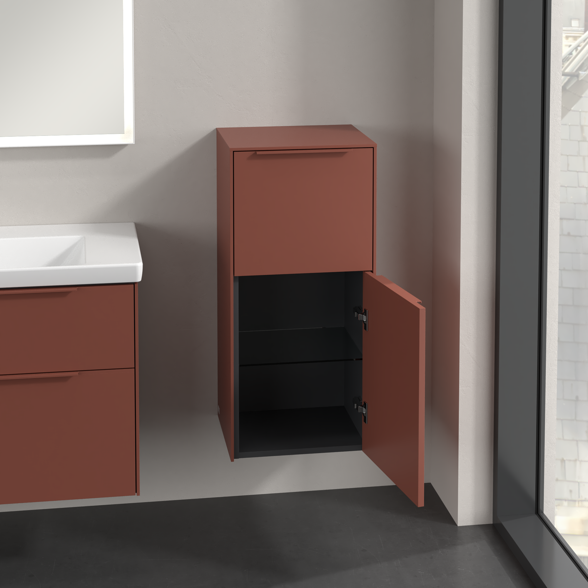 Subway 3.0 Armadio laterale, 1 vano estraibile, 1 anta, 400x860x346mm, Corpo: Wine Red, Fronte: Wine Red