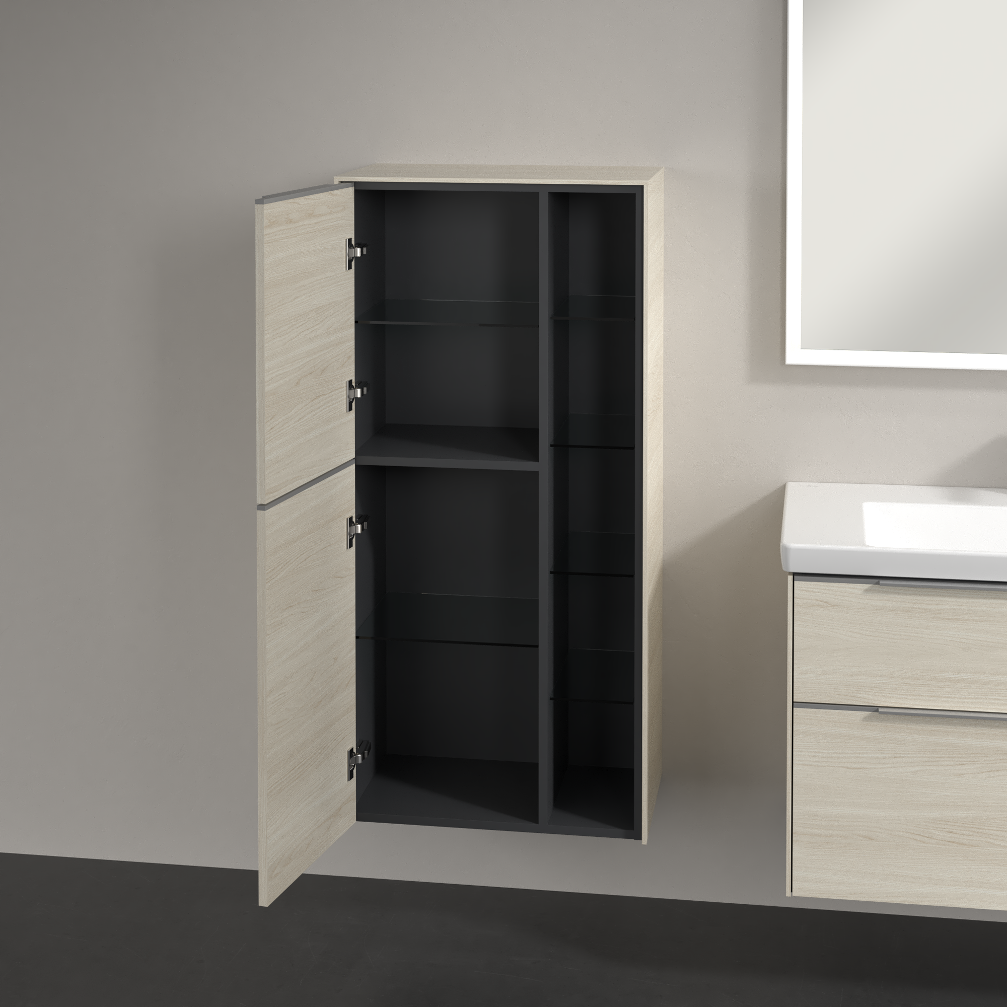 Subway 3.0 Armoire mi-haute, 2 portes, 574x1200x346mm, Caisson: White Oak, Façade: White Oak