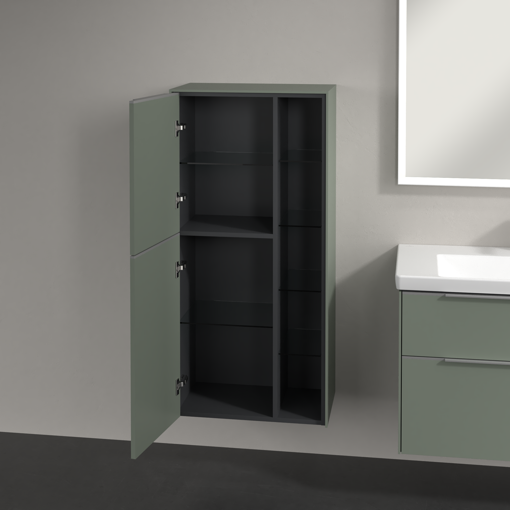 Subway 3.0 Mittelschrank, 2 Türen, 574x1200x346mm, Korpus: Soft Green, Front: Soft Green