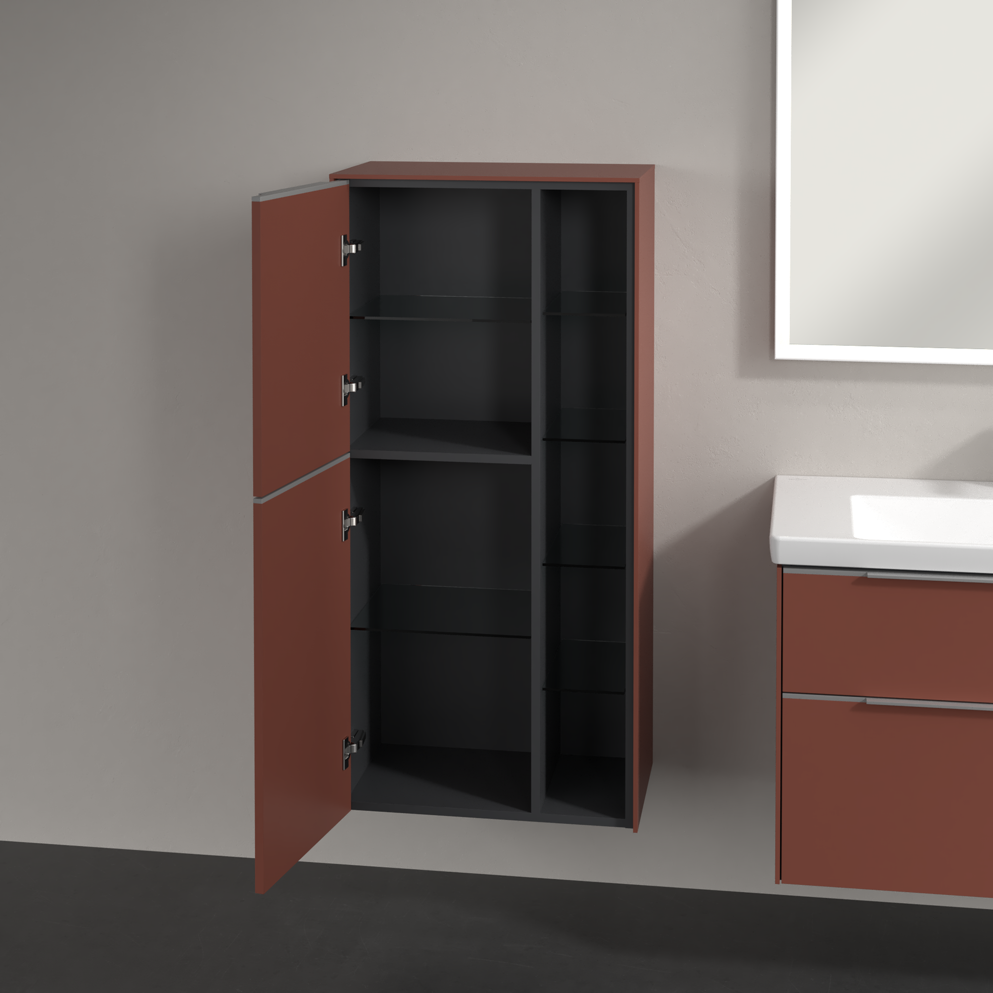 Subway 3.0 Armoire mi-haute, 2 portes, 574x1200x346mm, Caisson: Wine Red, Façade: Wine Red