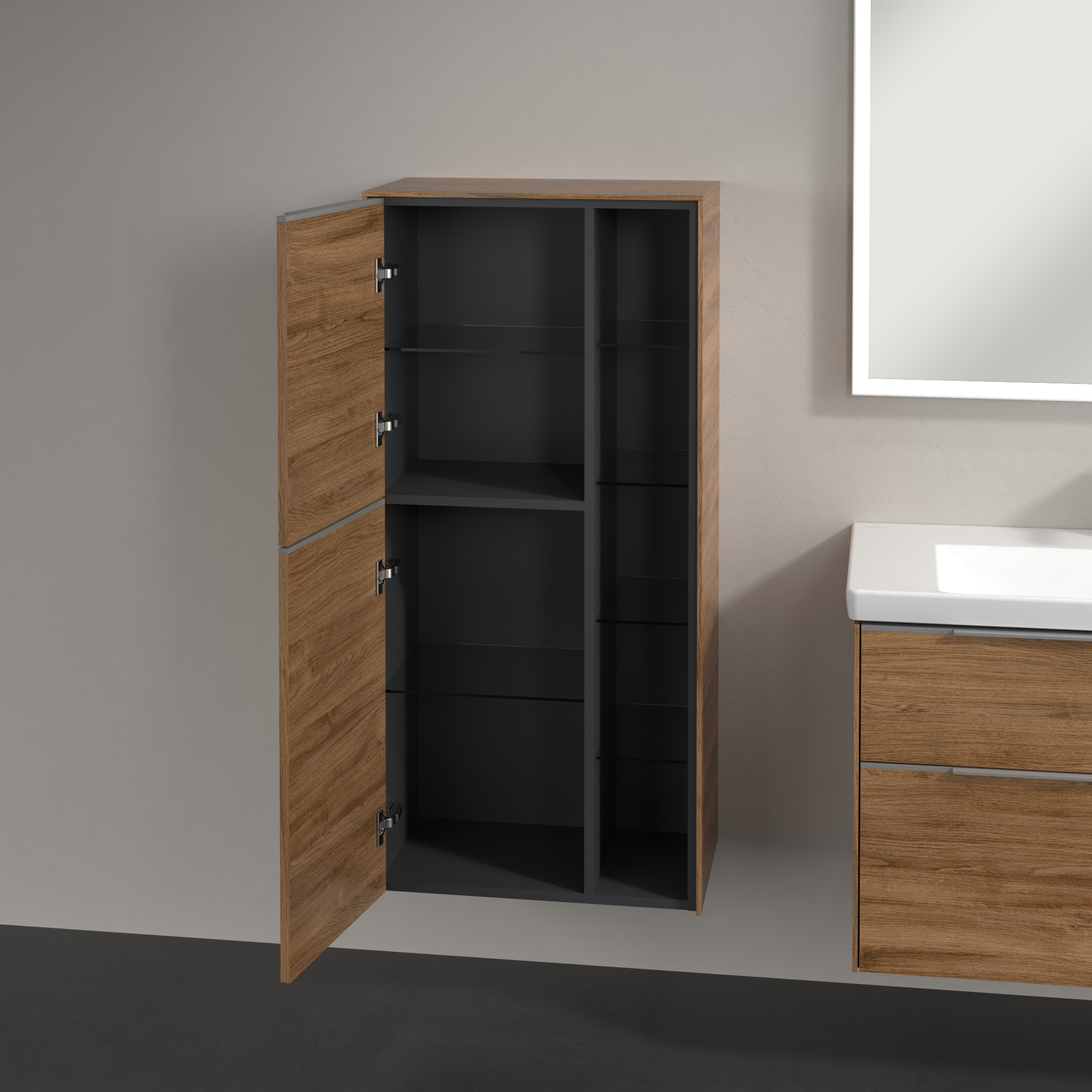 Subway 3.0 Armoire mi-haute, 2 portes, 574x1200x346mm, Caisson: Oak Kansas, Façade: Oak Kansas