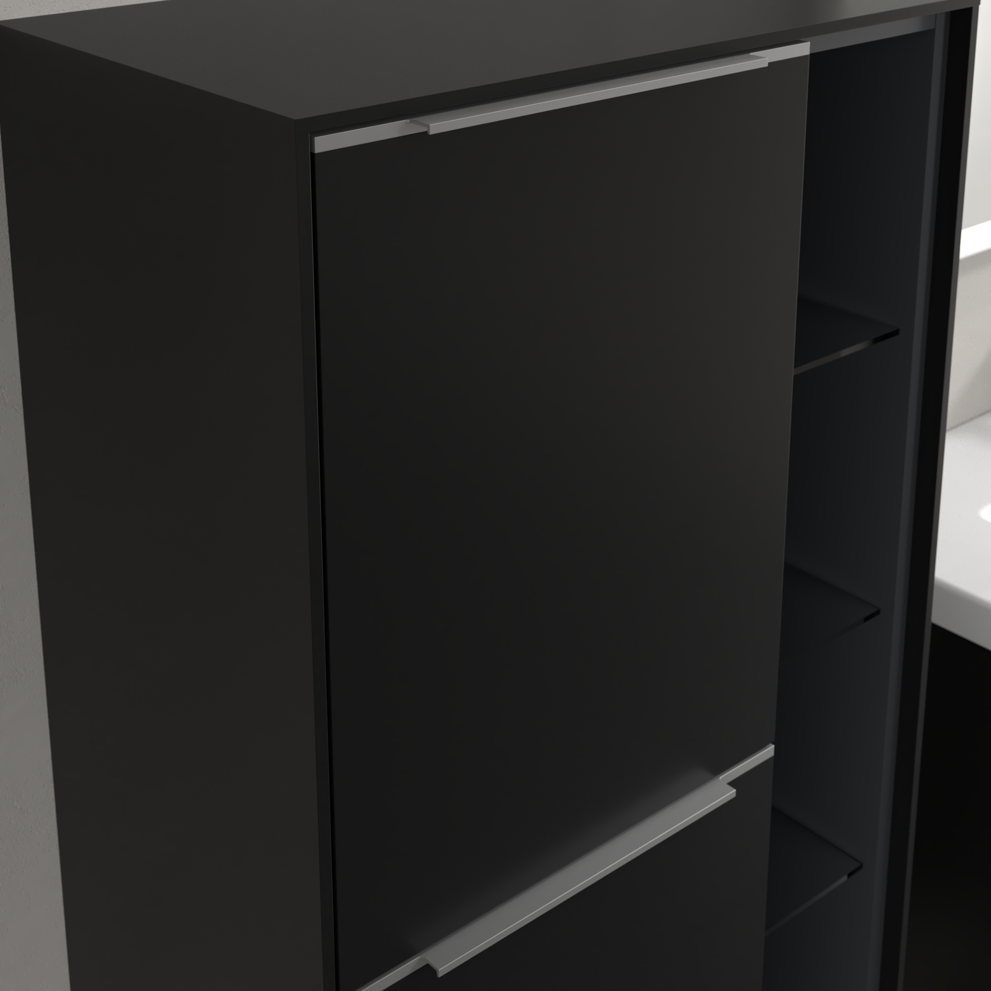 Subway 3.0 Armoire mi-haute, 2 portes, 574x1200x346mm, Caisson: Volcano Black, Façade: Volcano Black