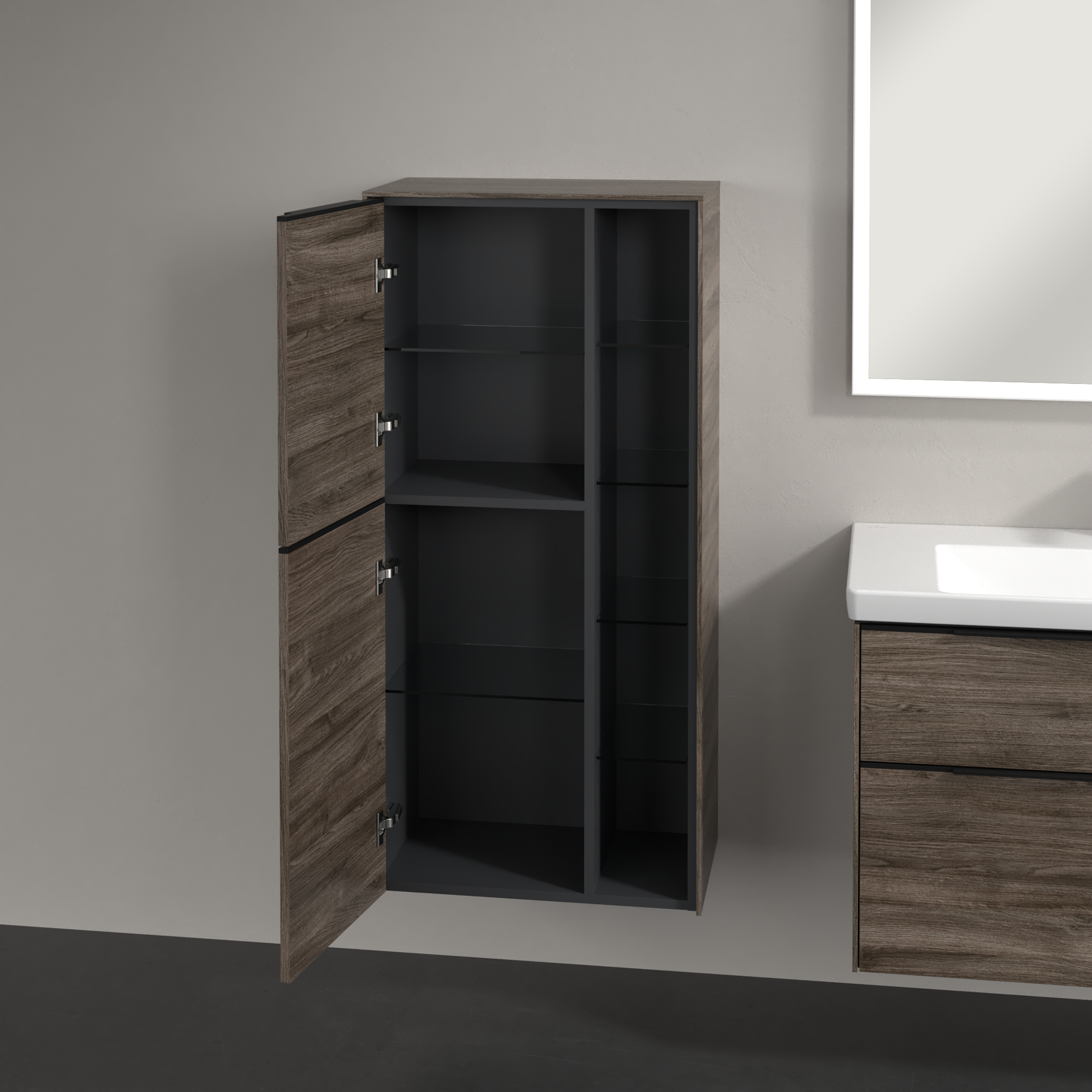 Subway 3.0 Medium-height cabinet, 2 doors, 574x1200x346mm, Body: Stone Oak, Front: Stone Oak
