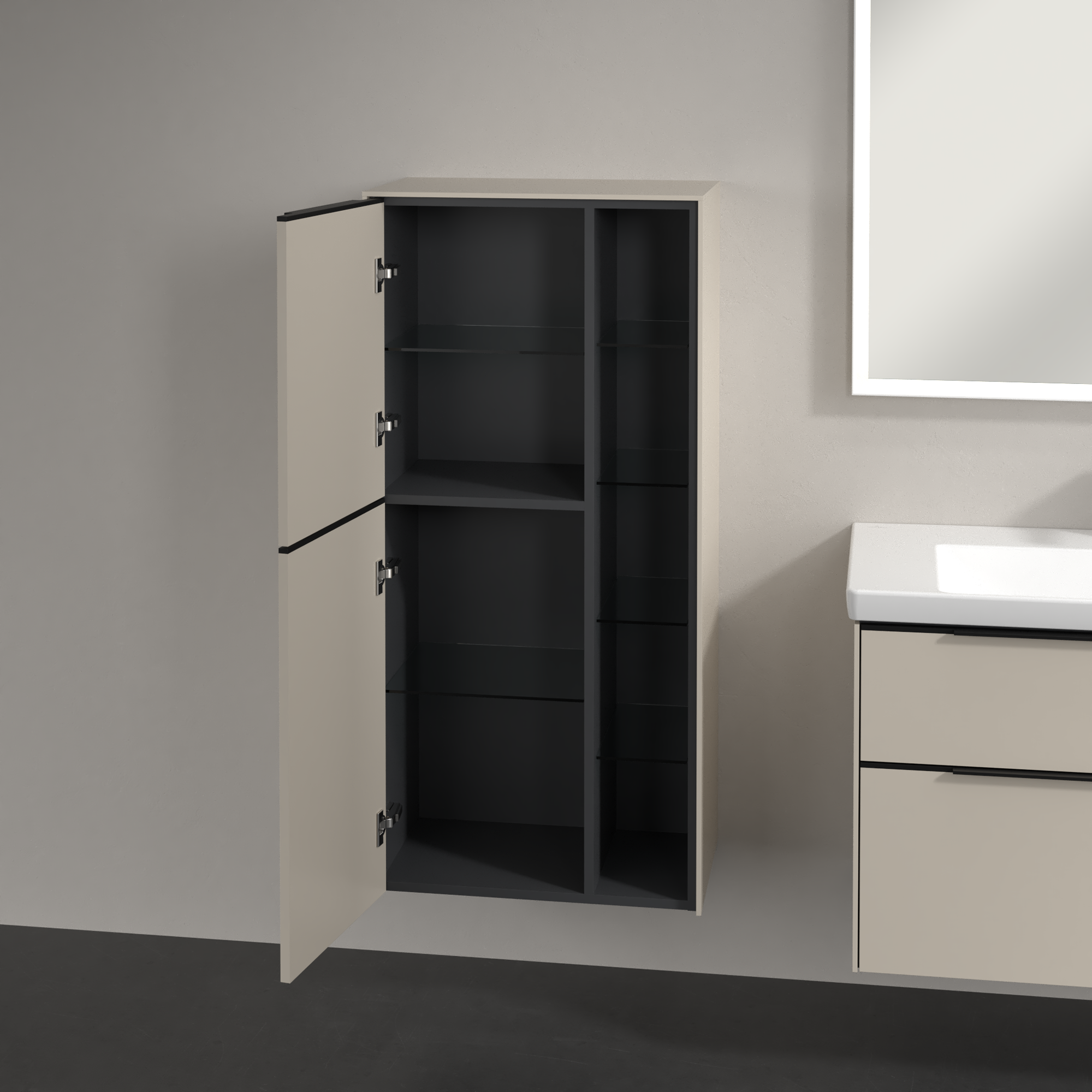Subway 3.0 Medium-height cabinet, 2 doors, 574x1200x346mm, Body: Cashmere Grey, Front: Cashmere Grey