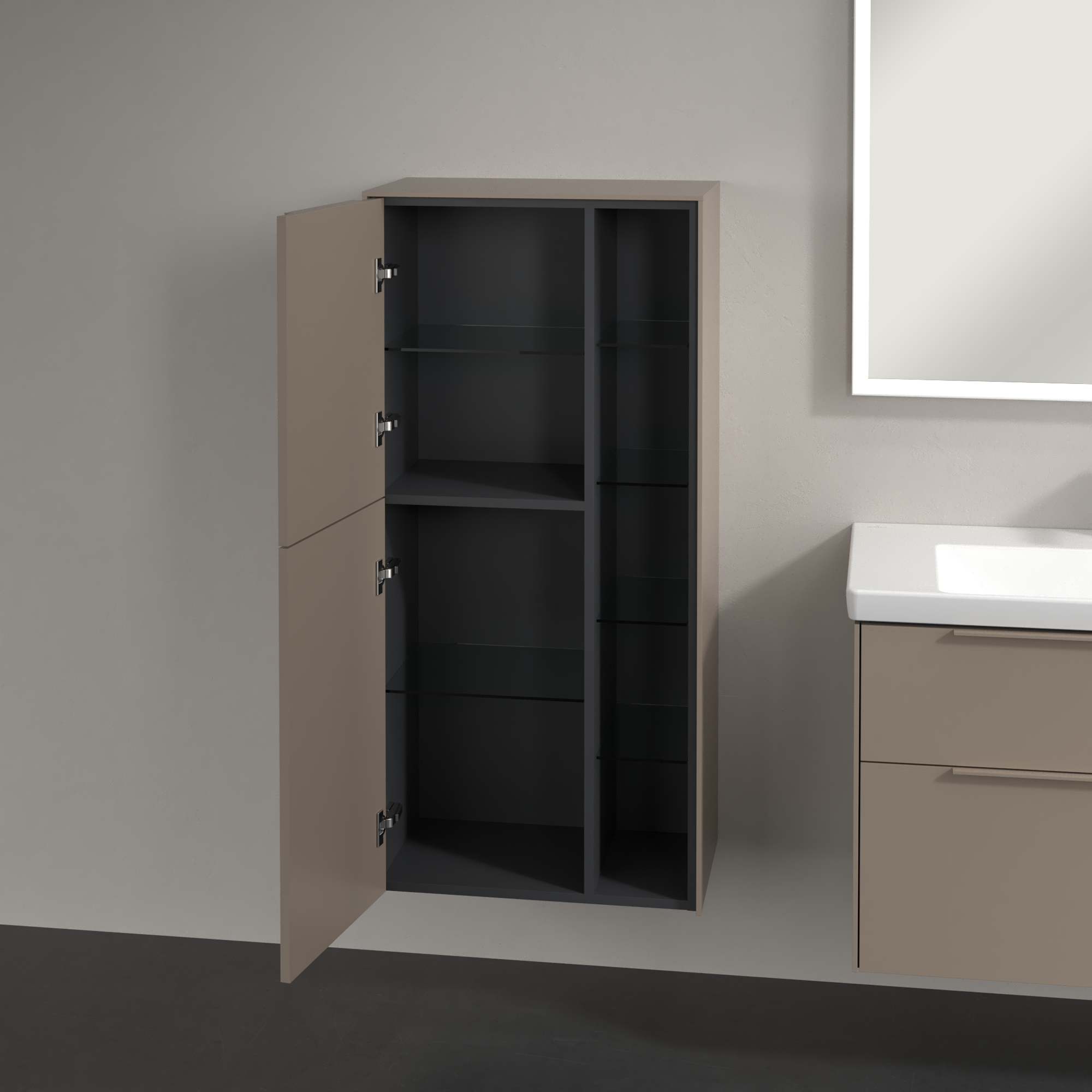 Subway 3.0 Medium-height cabinet, 2 doors, 574x1200x346mm, Body: Taupe, Front: Taupe