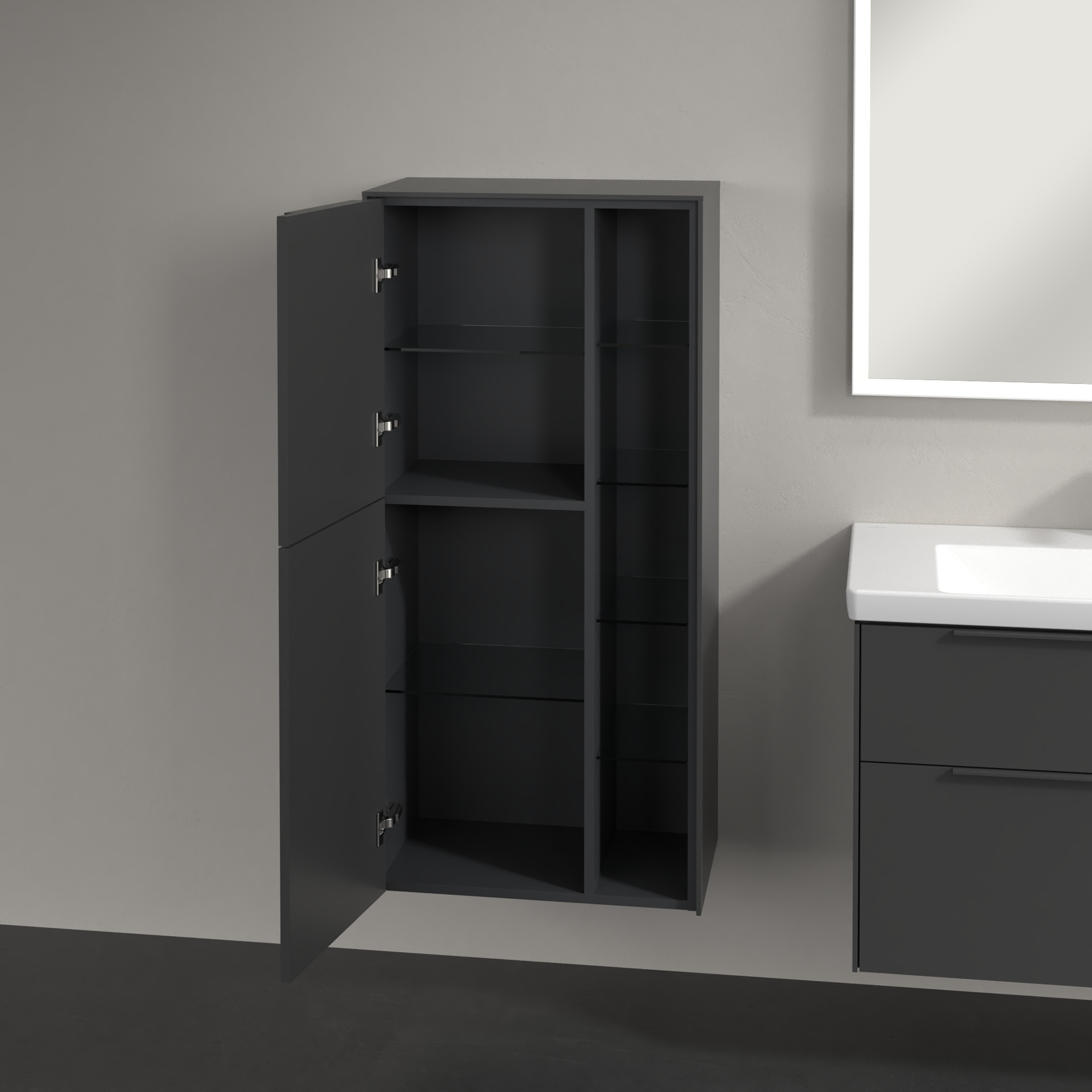 Subway 3.0 Medium-height cabinet, 2 doors, 574x1200x346mm, Body: Graphite, Front: Graphite