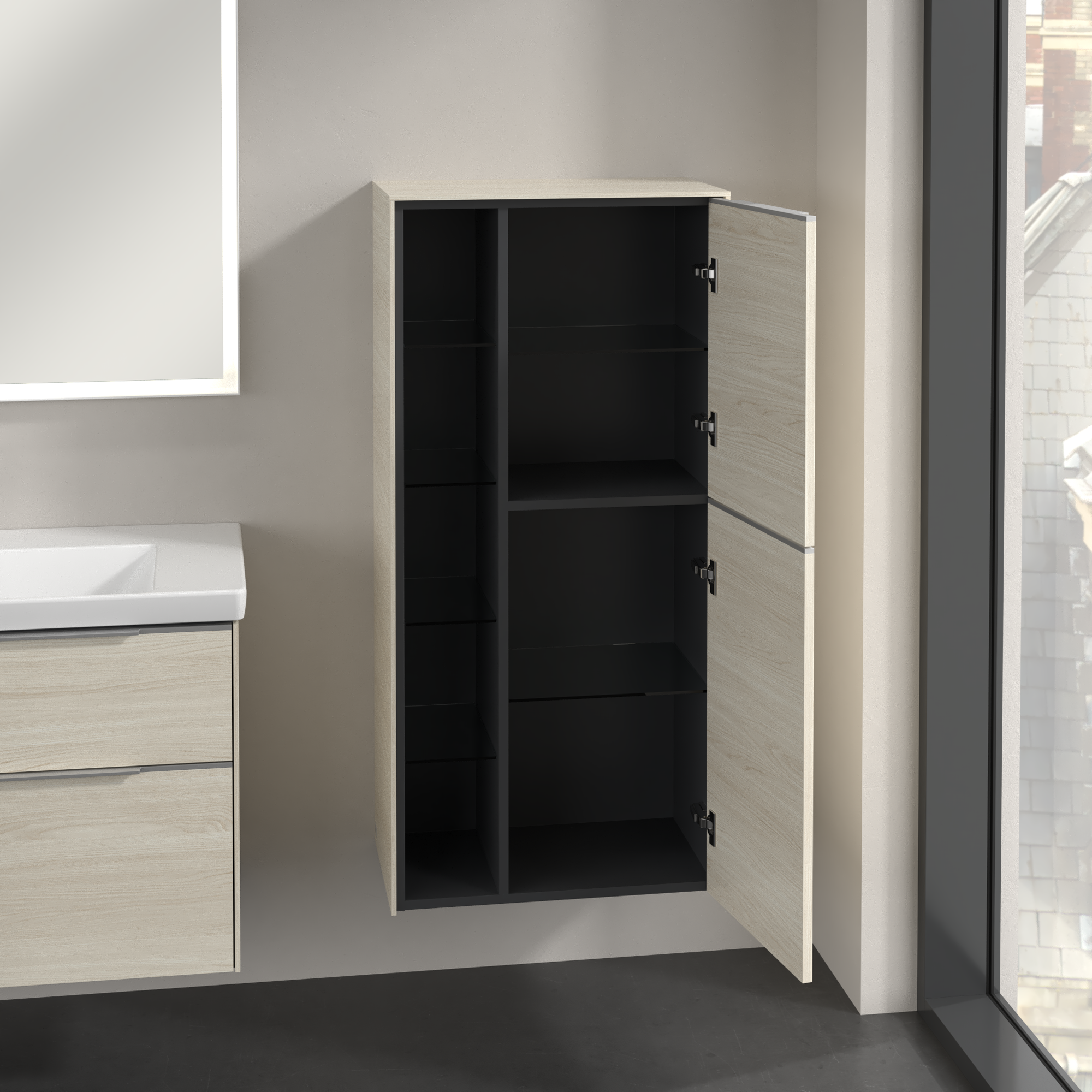 Subway 3.0 Medium-height cabinet, 2 doors, 574x1200x346mm, Body: White Oak, Front: White Oak