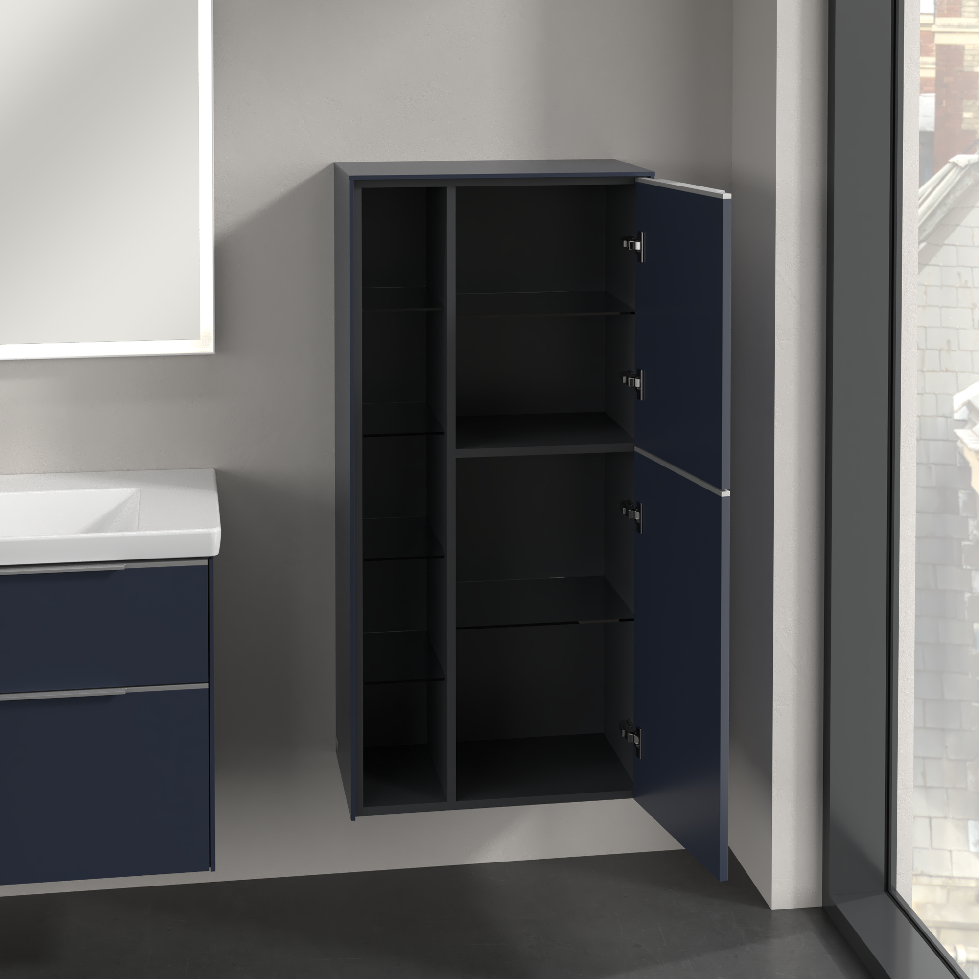 Subway 3.0 Medium-height cabinet, 2 doors, 574x1200x346mm, Body: Marine Blue, Front: Marine Blue