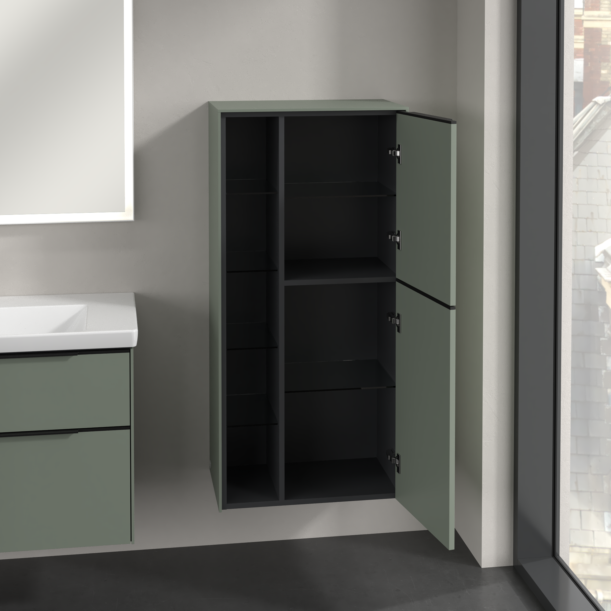 Subway 3.0 Armadietto intermedio, 2 ante, 574x1200x346mm, Corpo: Soft Green, Fronte: Soft Green
