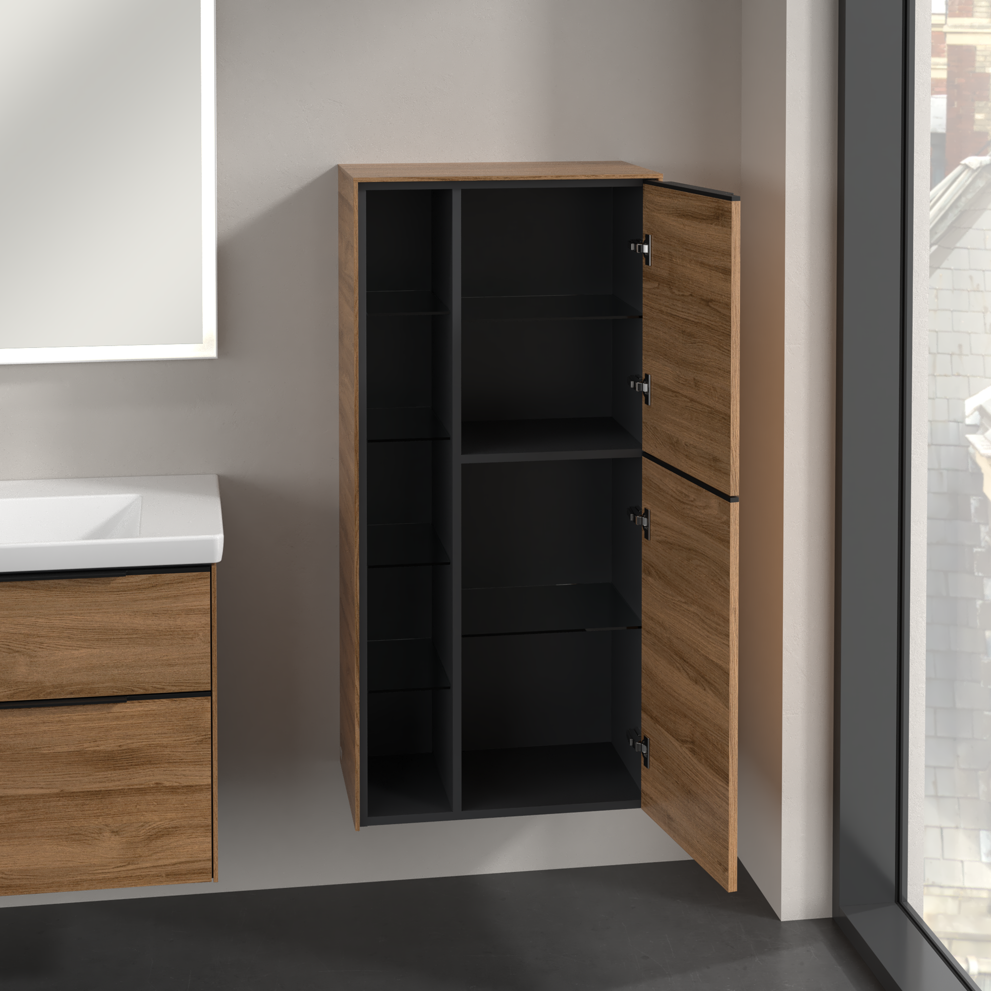 Subway 3.0 Medium-height cabinet, 2 doors, 574x1200x346mm, Body: Oak Kansas, Front: Oak Kansas