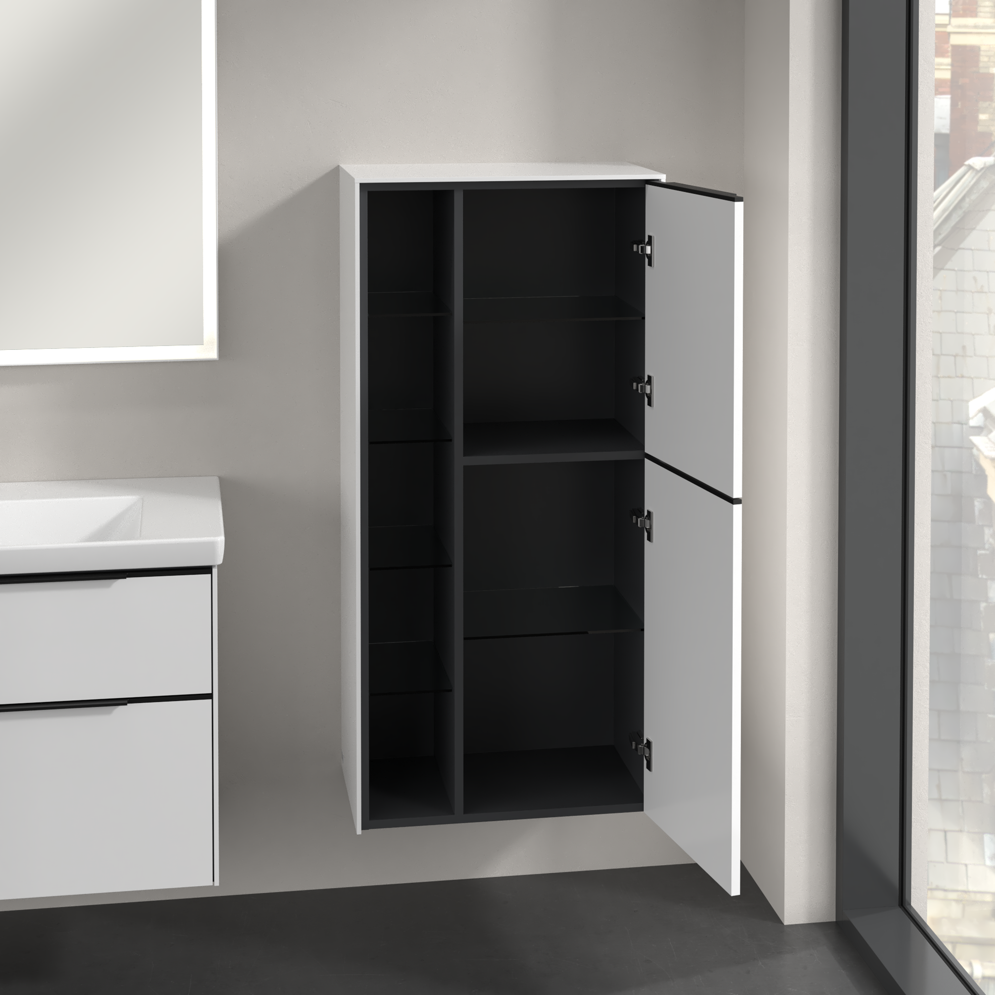 Subway 3.0 Medium-height cabinet, 2 doors, 574x1200x346mm, Body: Brilliant White, Front: Brilliant White
