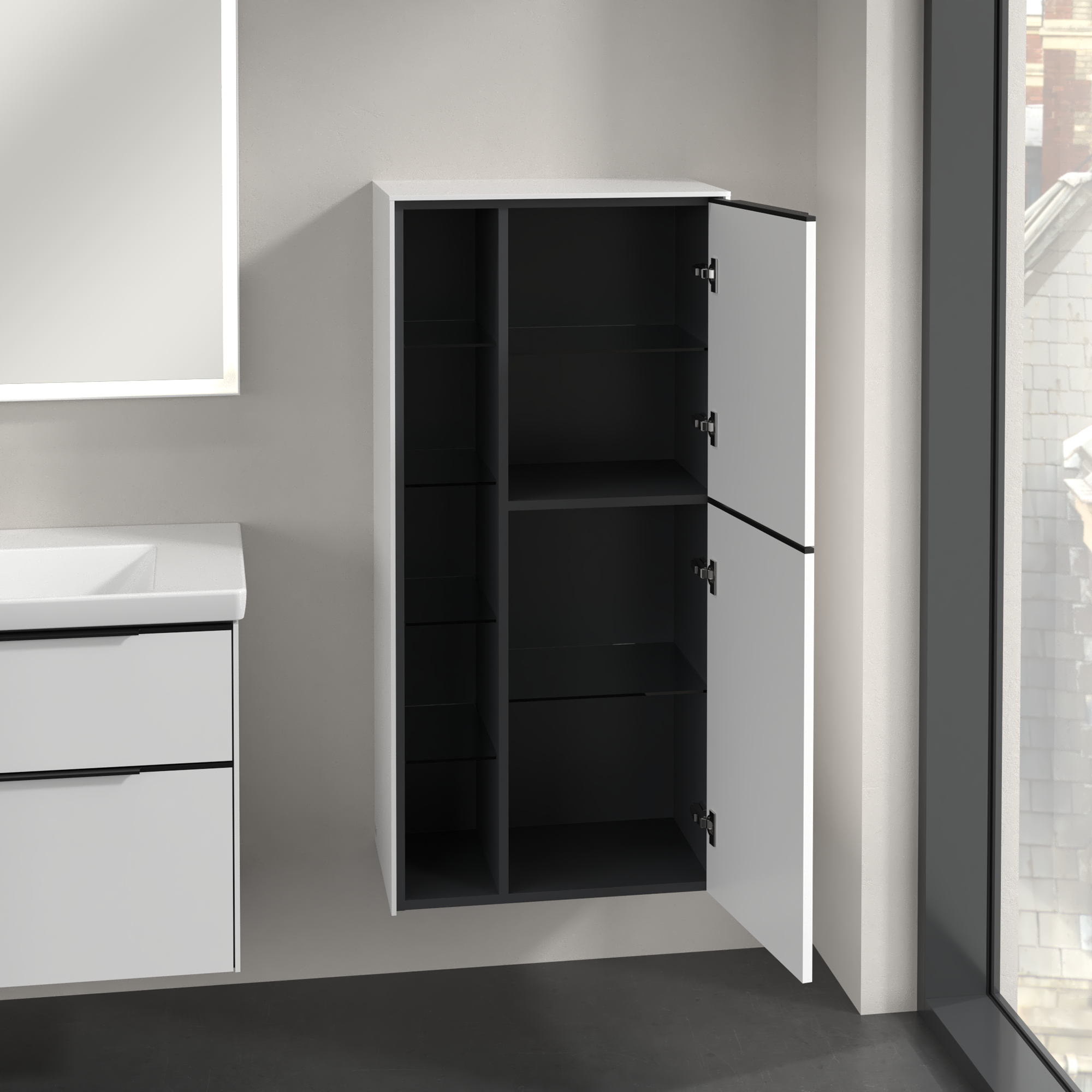 Subway 3.0 Medium-height cabinet, 2 doors, 574x1200x346mm, Body: Pure White, Front: Pure White